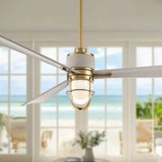 Nauticus 65" LED Smart Ceiling Fan, Legacy Brass with Warm Coastal Driftwood Blades