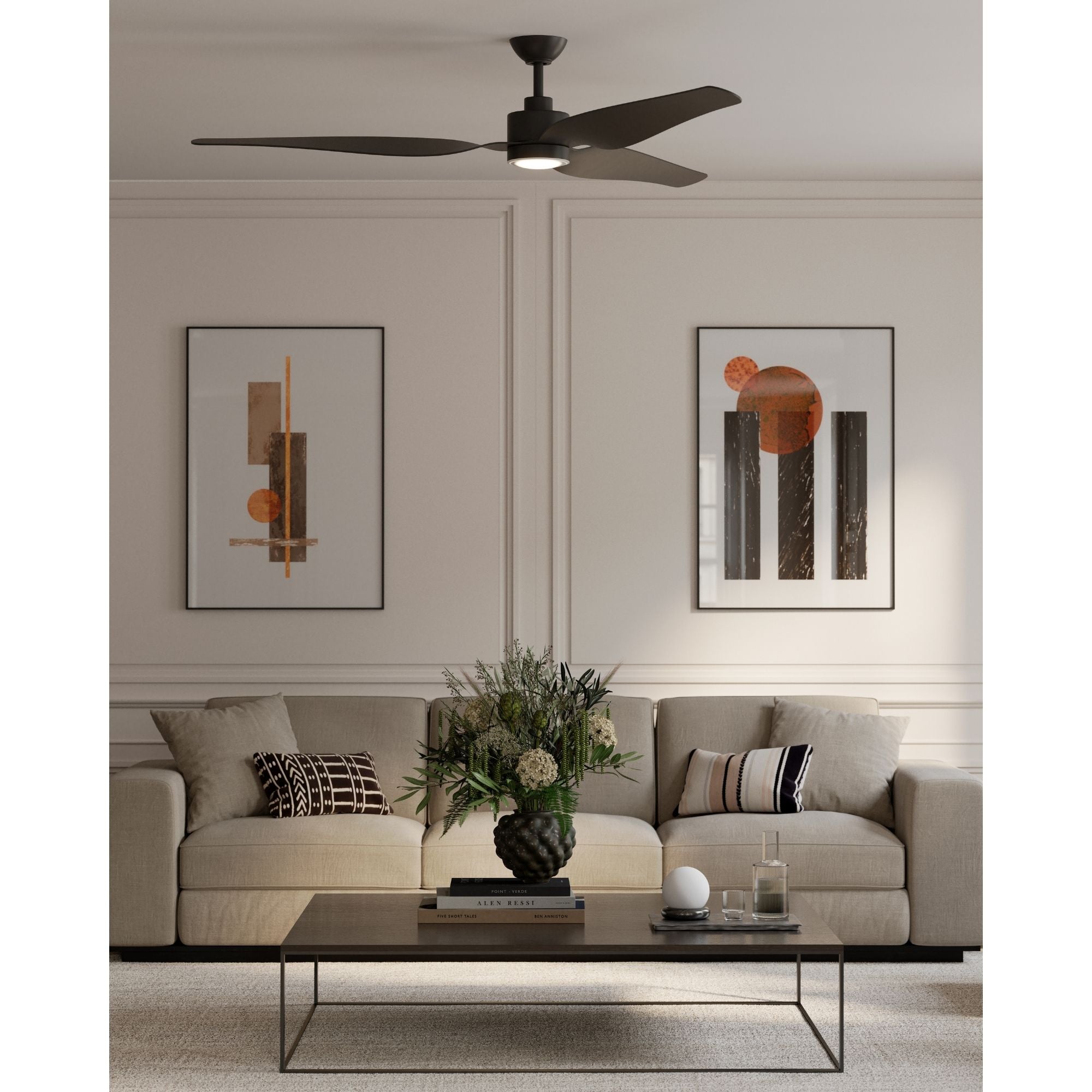 Minka Aire Norwynd 72'' Smart Ceiling Fan with LED Light DC Motor Coal Black