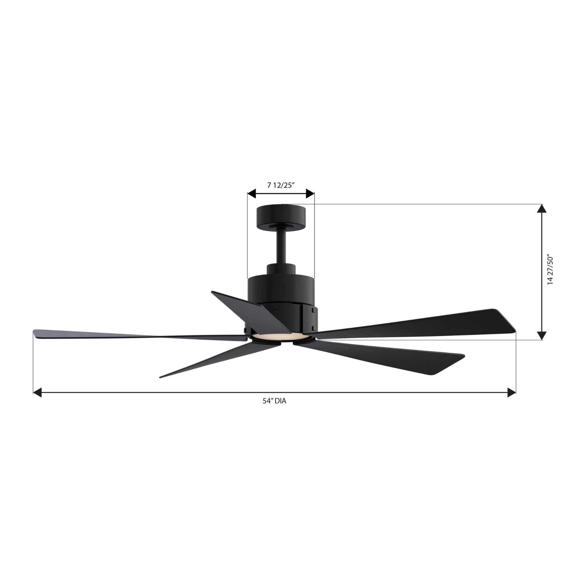 Oovin 54" 5-CCT LED Smart Ceiling Fan, Full Coal Finish