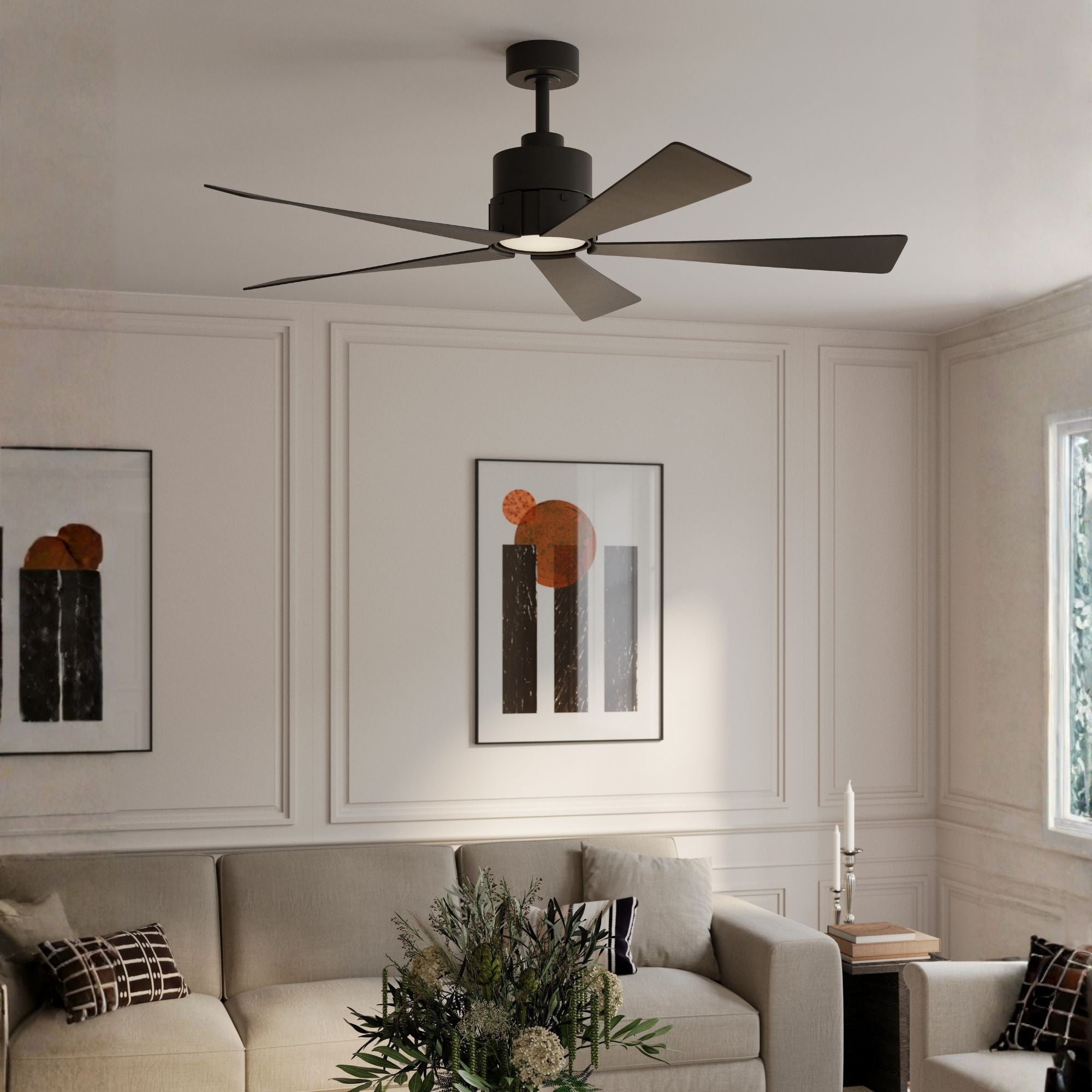 Oovin 54" 5-CCT LED Smart Ceiling Fan, Full Coal Finish