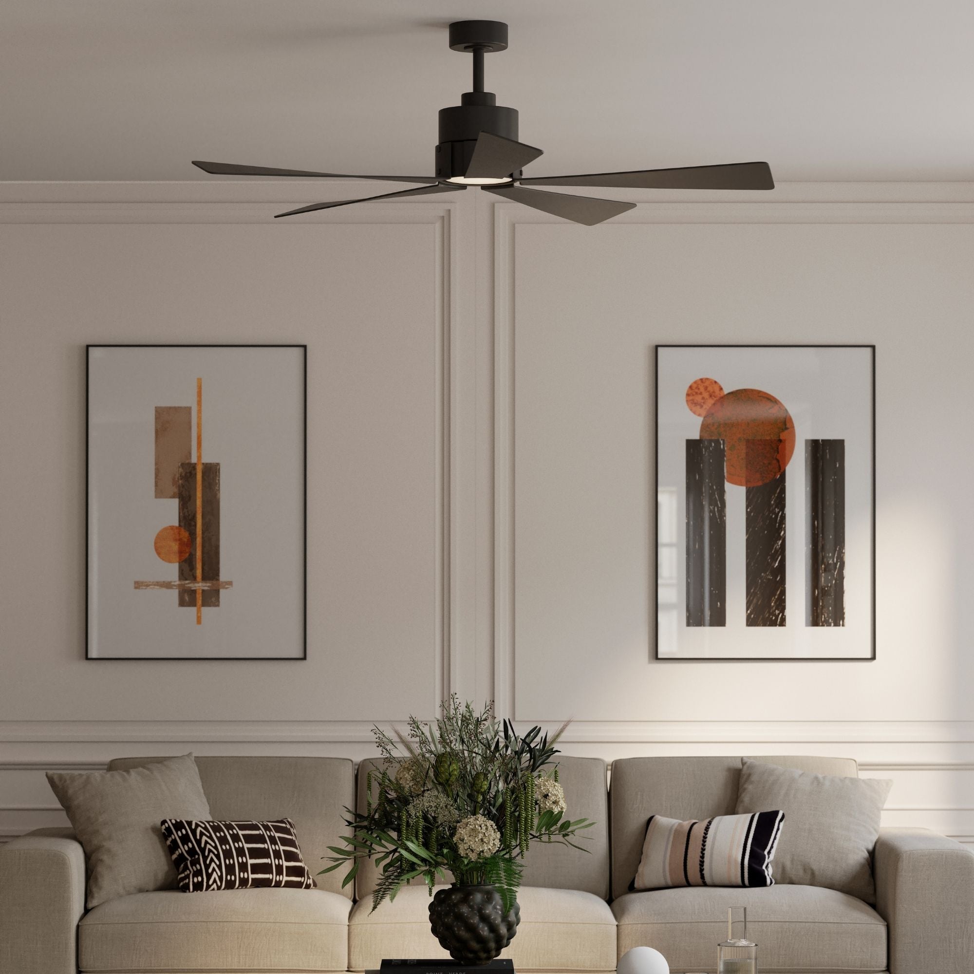 Oovin 54" 5-CCT LED Smart Ceiling Fan, Full Coal Finish