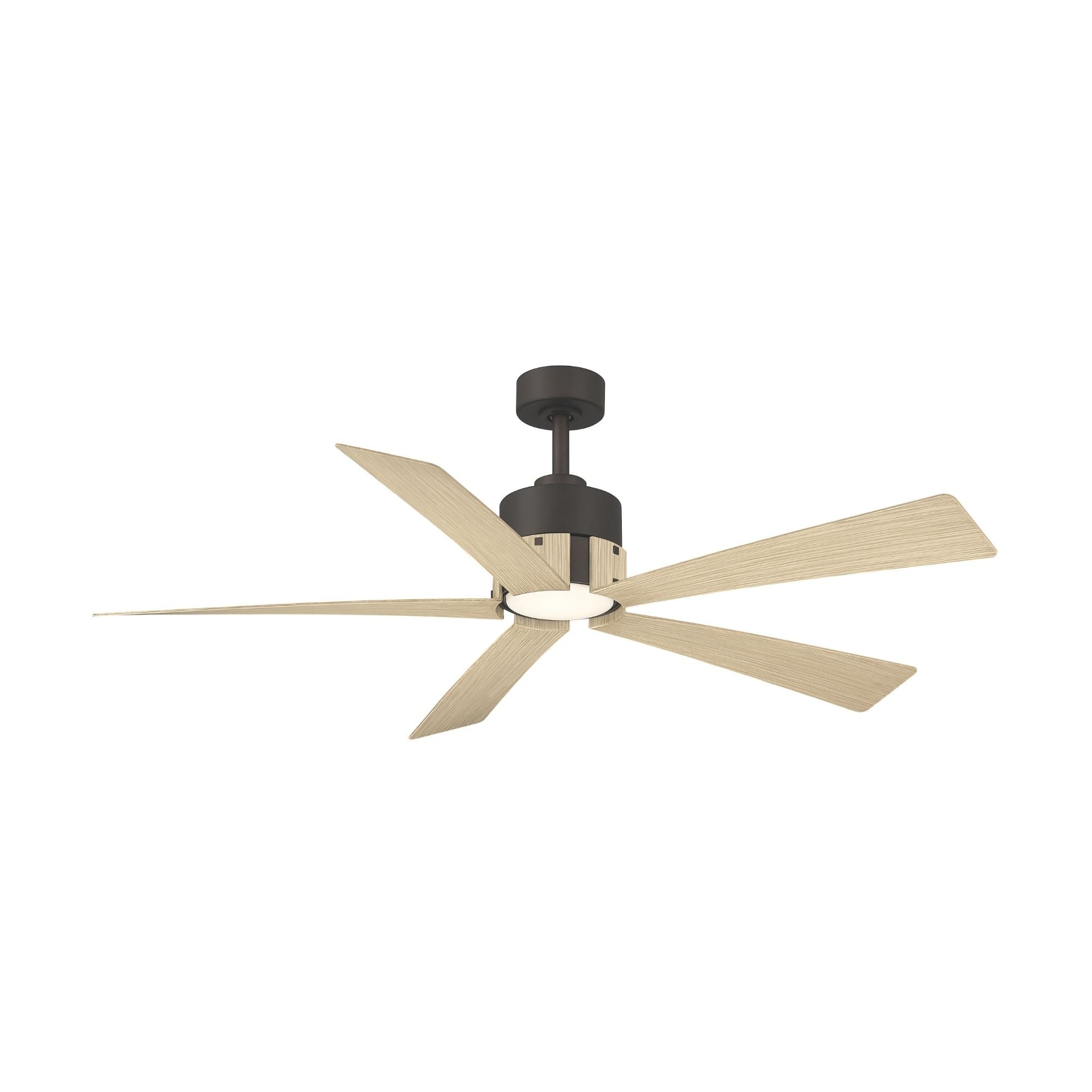 Oovin 54" 5-CCT LED Smart Ceiling Fan, Dark Bronze with White Oak Blades