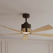 Oovin 54" 5-CCT LED Smart Ceiling Fan, Dark Bronze with White Oak Blades