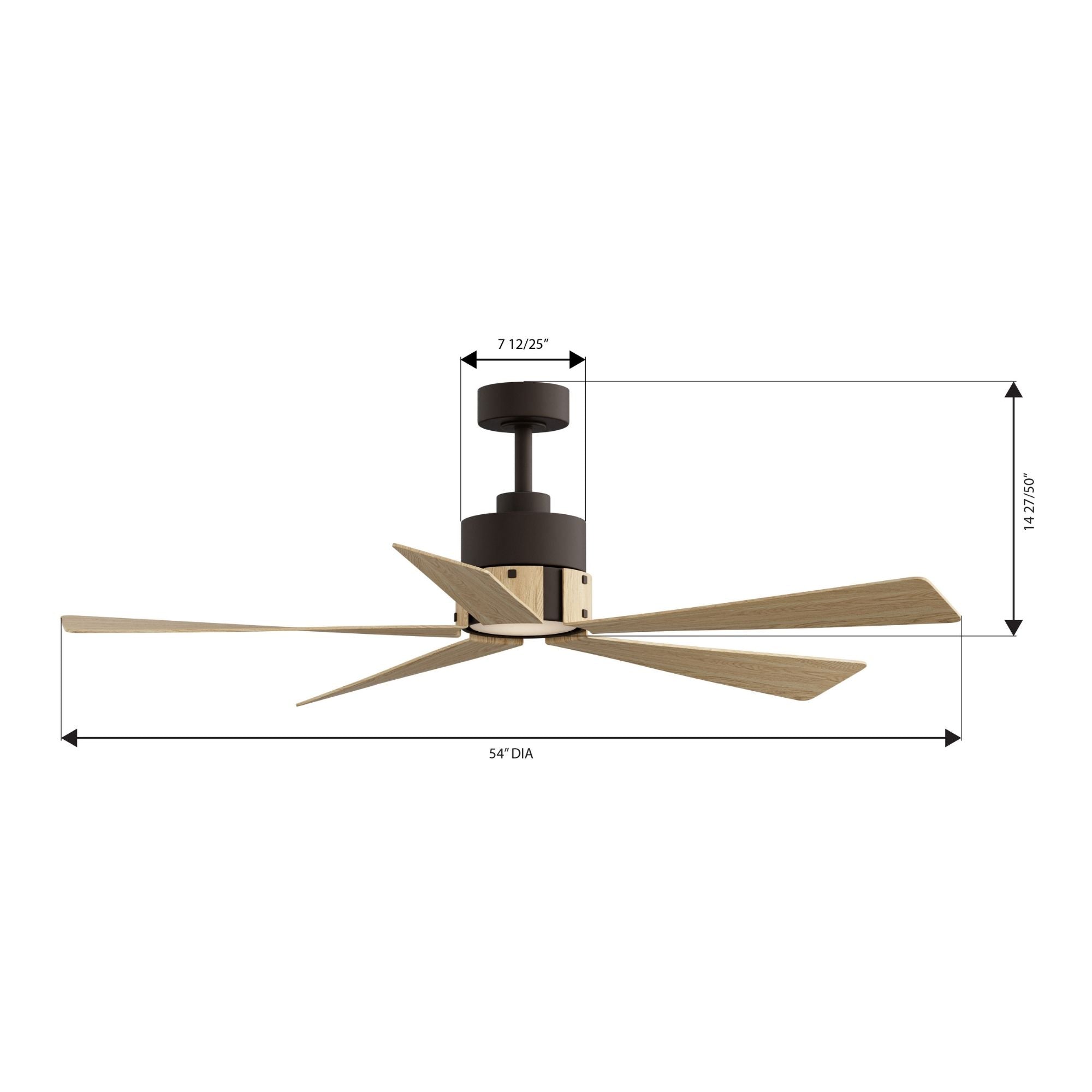Oovin 54" 5-CCT LED Smart Ceiling Fan, Dark Bronze with White Oak Blades