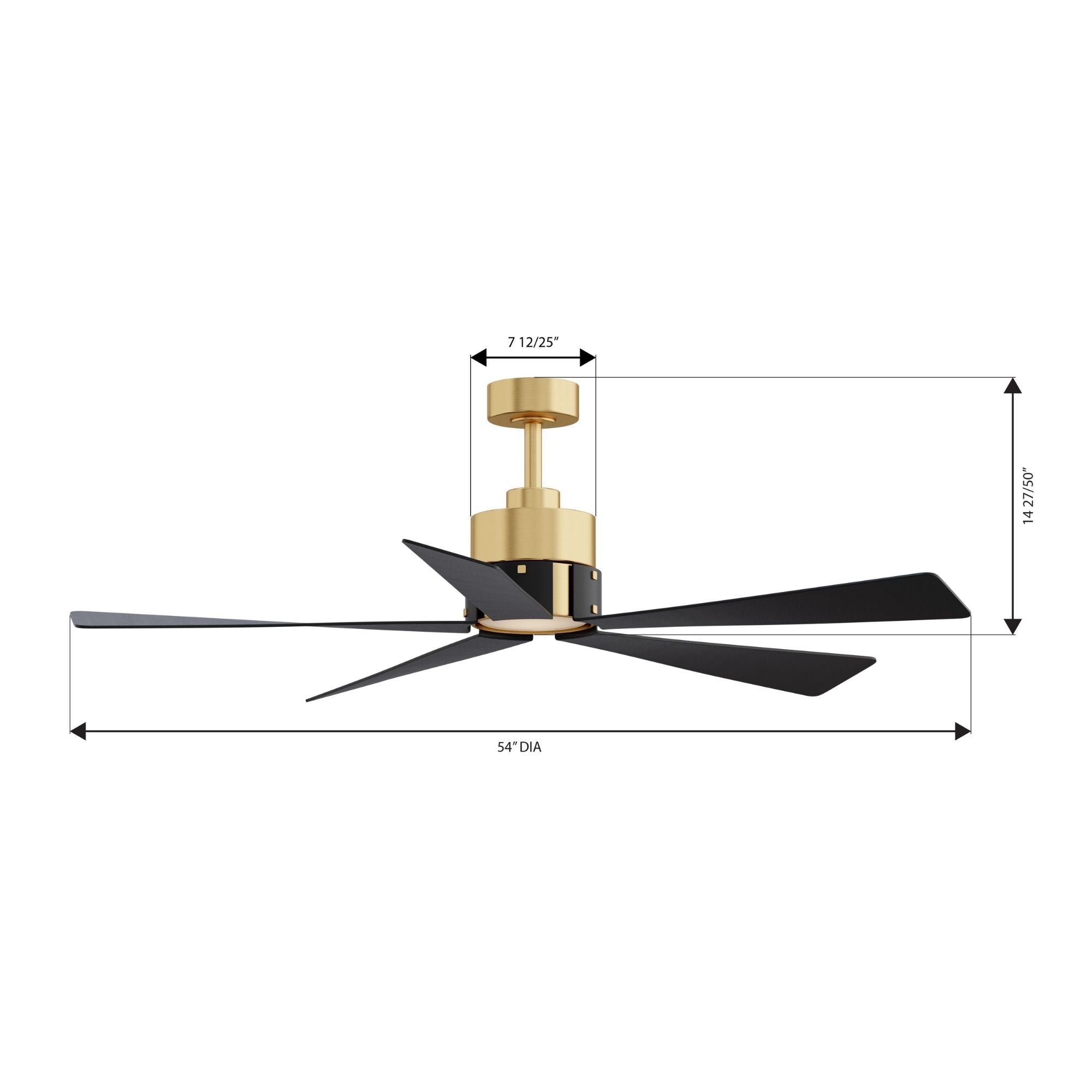 Oovin 54" 5-CCT LED Smart Ceiling Fan, Heritage Brass with Coal Blades