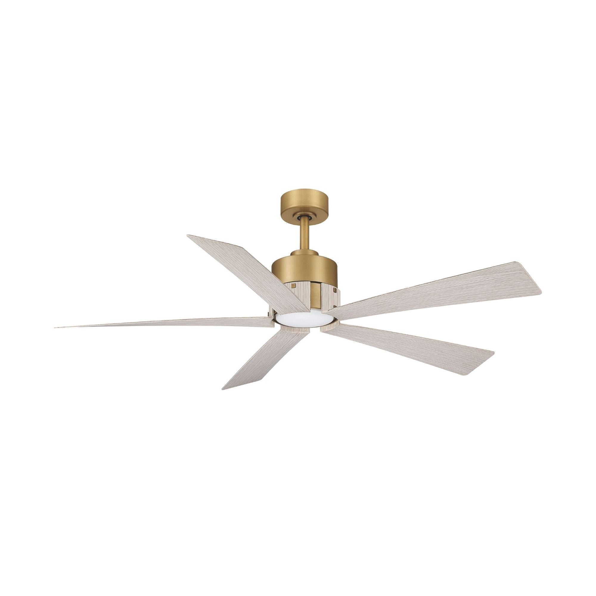 Oovin 54" 5-CCT LED Smart Ceiling Fan, Heritage Brass with Warm Coastal Driftwood Blades