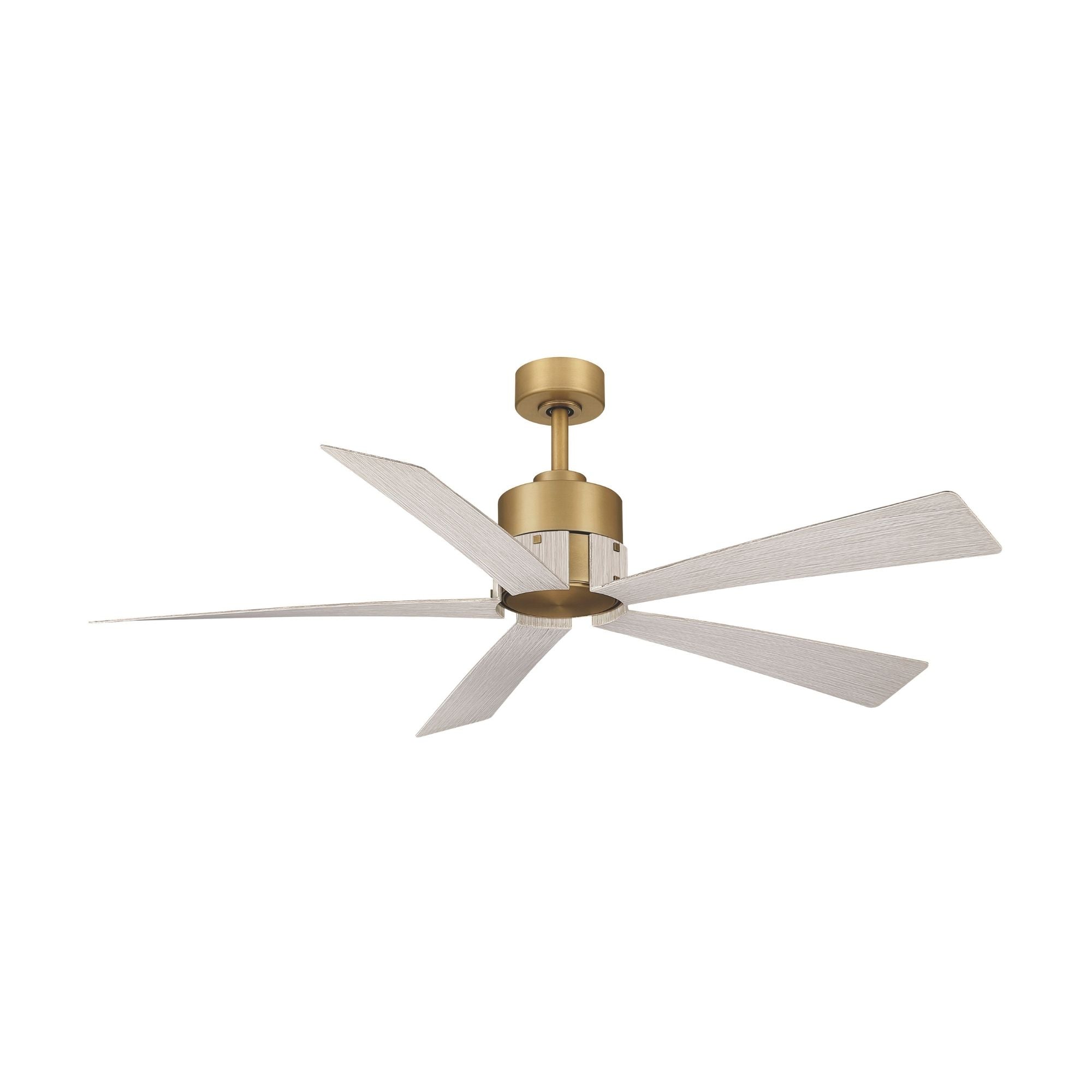 Oovin 54" 5-CCT LED Smart Ceiling Fan, Heritage Brass with Warm Coastal Driftwood Blades