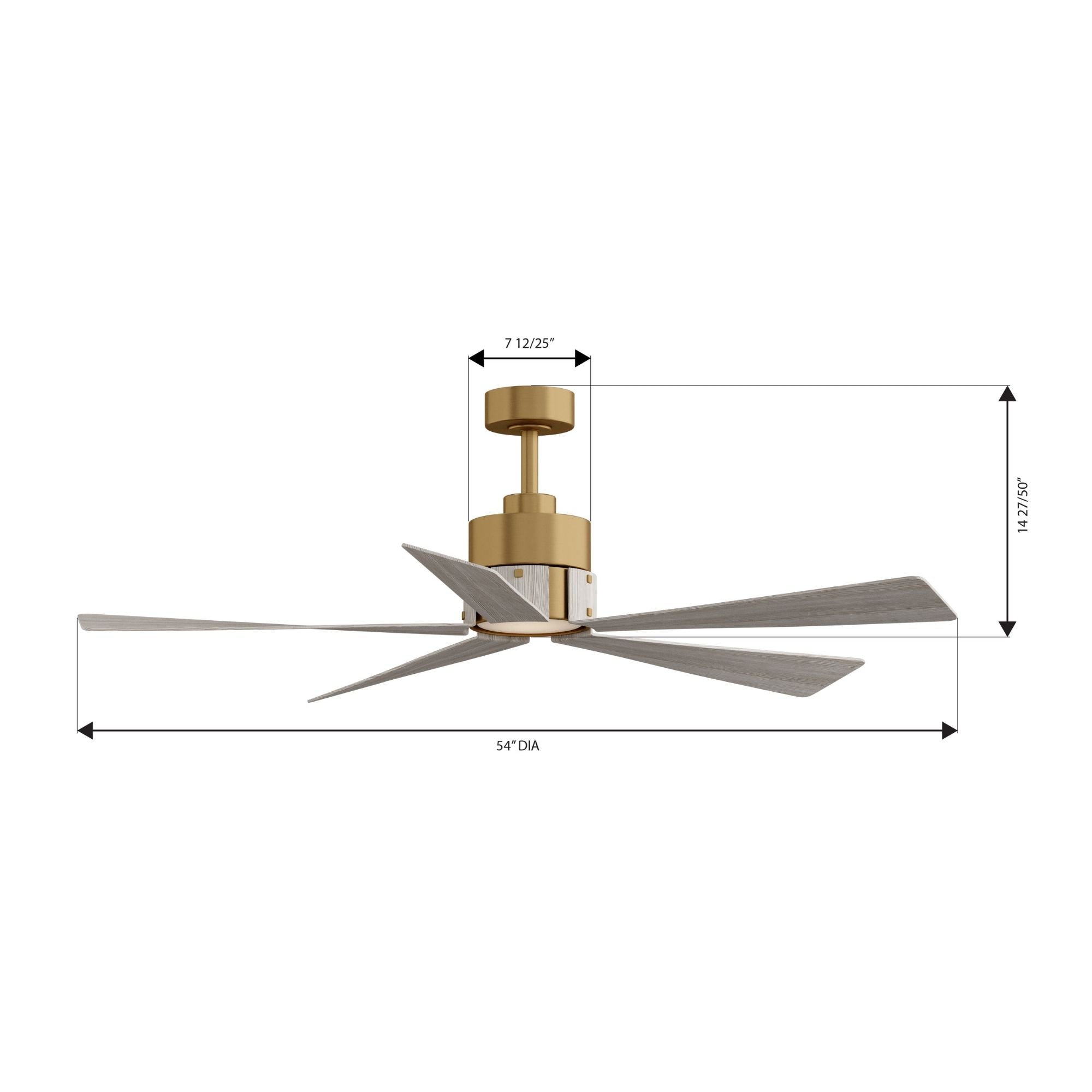 Oovin 54" 5-CCT LED Smart Ceiling Fan, Heritage Brass with Warm Coastal Driftwood Blades