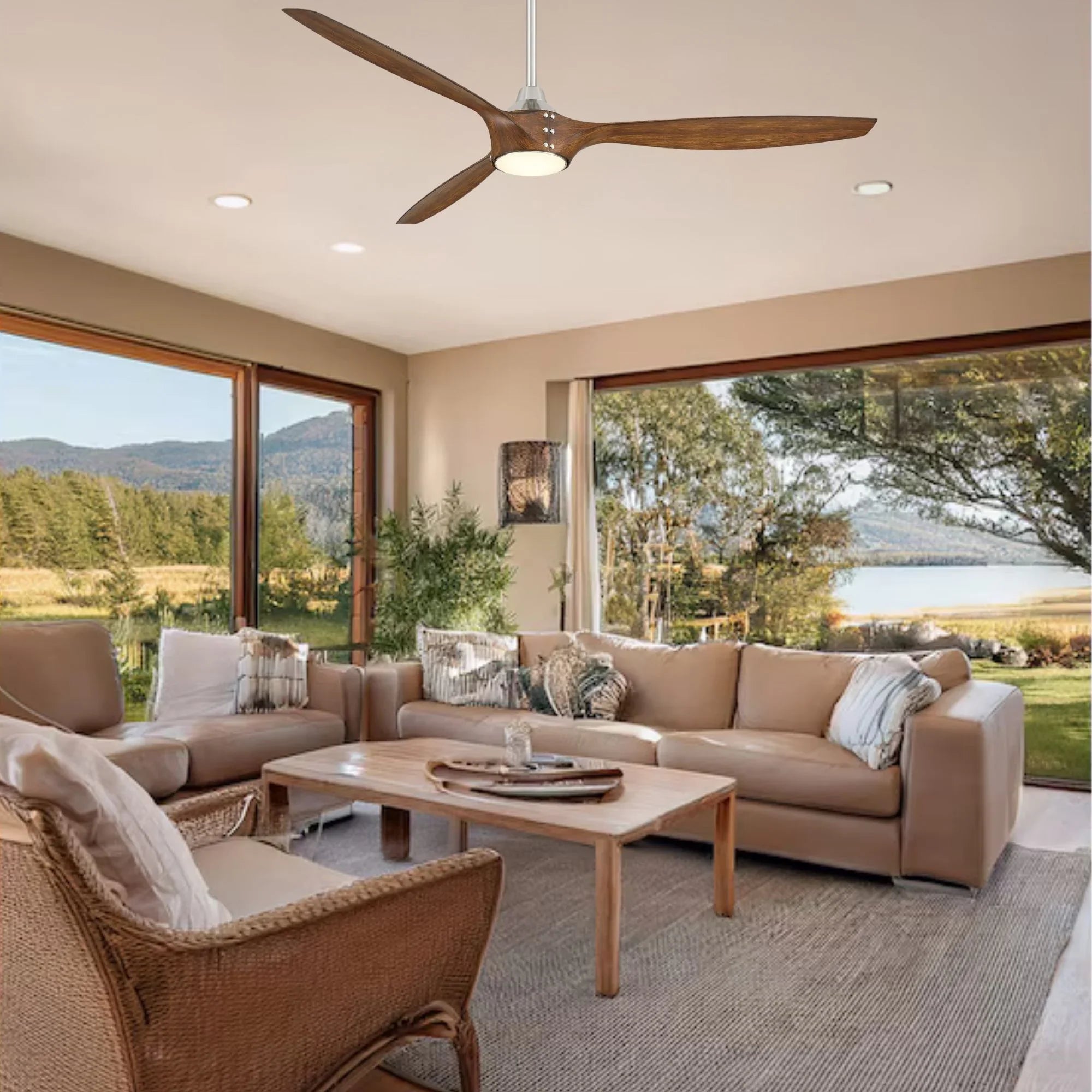 Pierce 65" Nickel LED Smart Ceiling Fan