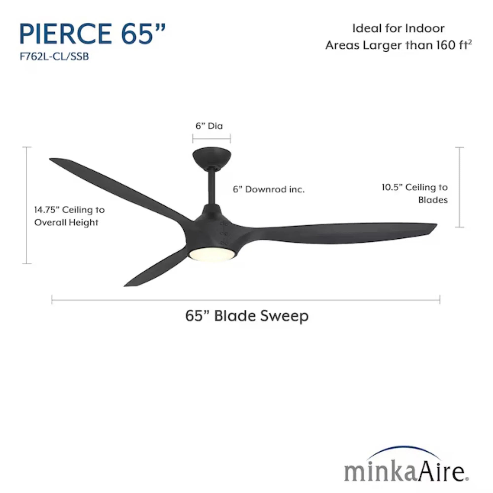 Pierce 65" Black Coal LED Smart Ceiling Fan