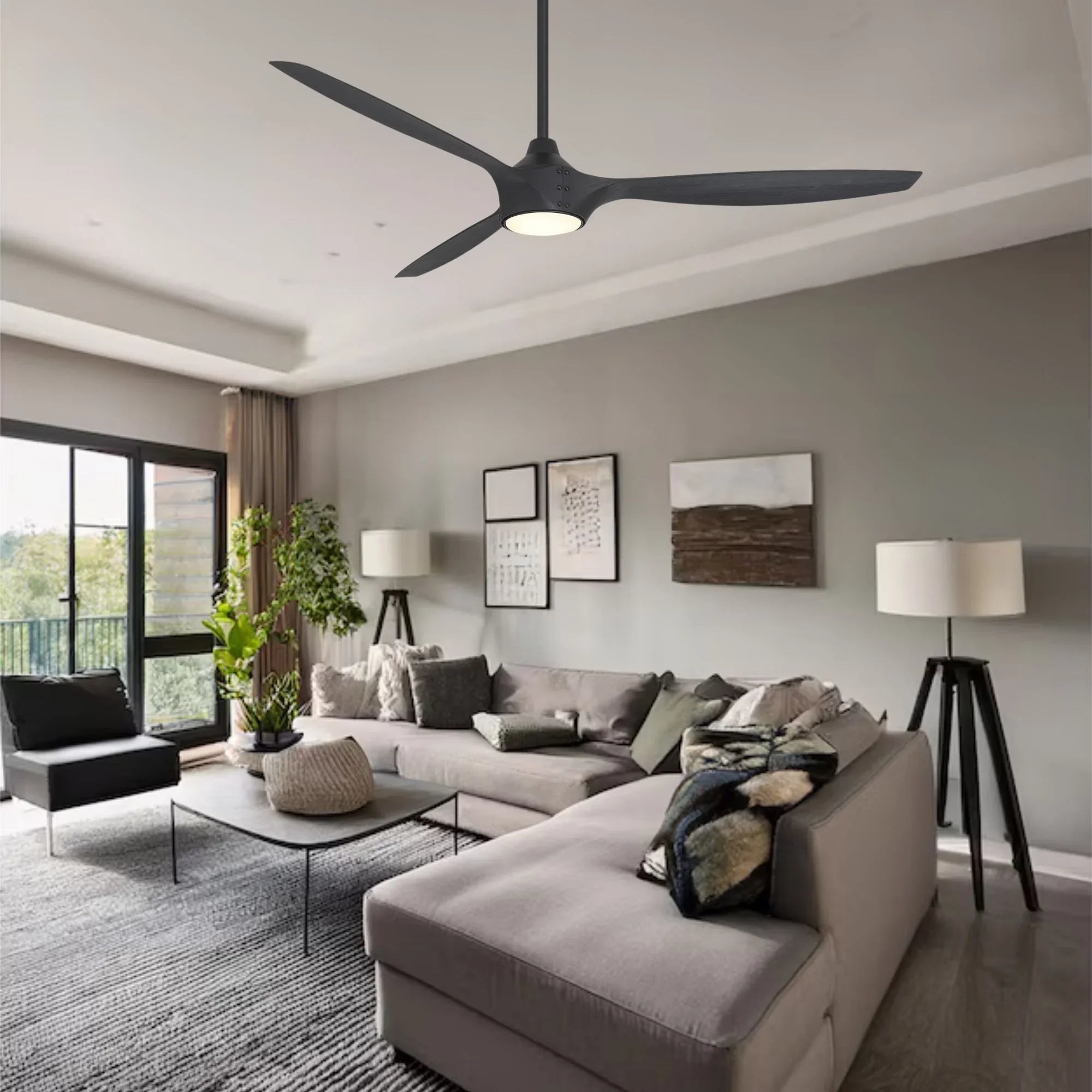 Pierce 65" Black Coal LED Smart Ceiling Fan