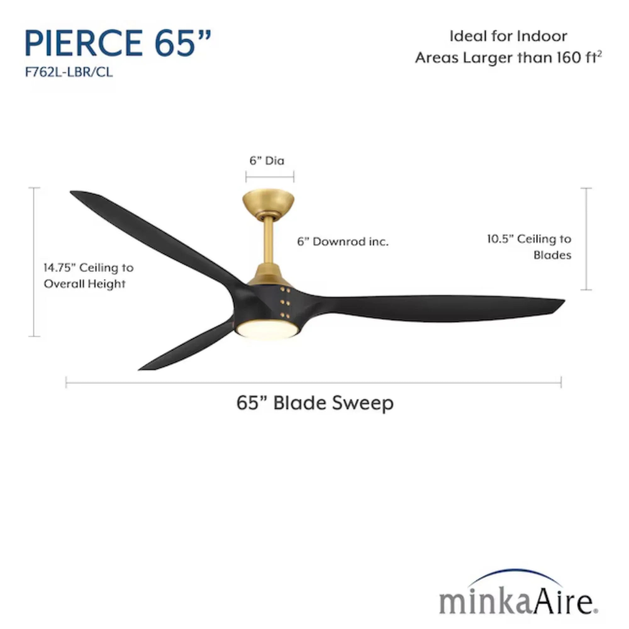 Pierce 65" Brass LED Smart Ceiling Fan