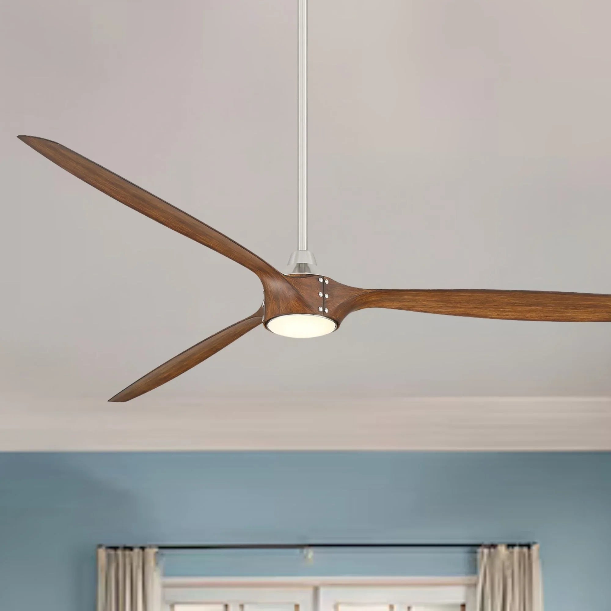 Pierce 84" Nickel Large LED Smart Ceiling Fan