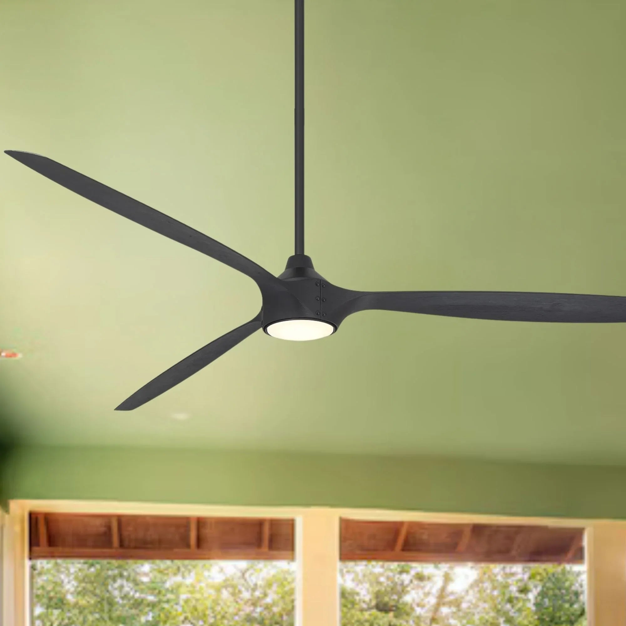 Pierce 84" Black Coal Large LED Smart Ceiling Fan
