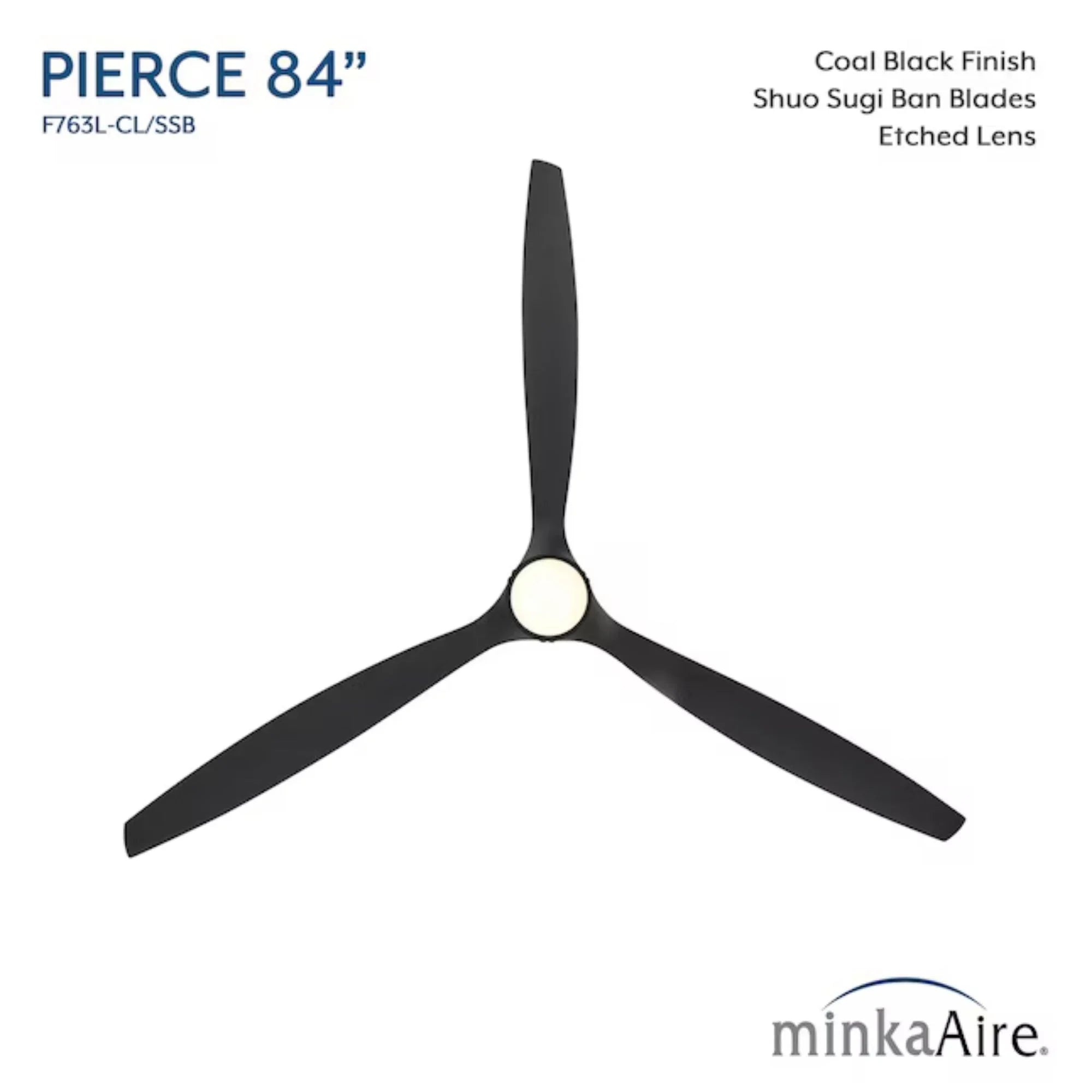 Pierce 84" Black Coal Large LED Smart Ceiling Fan