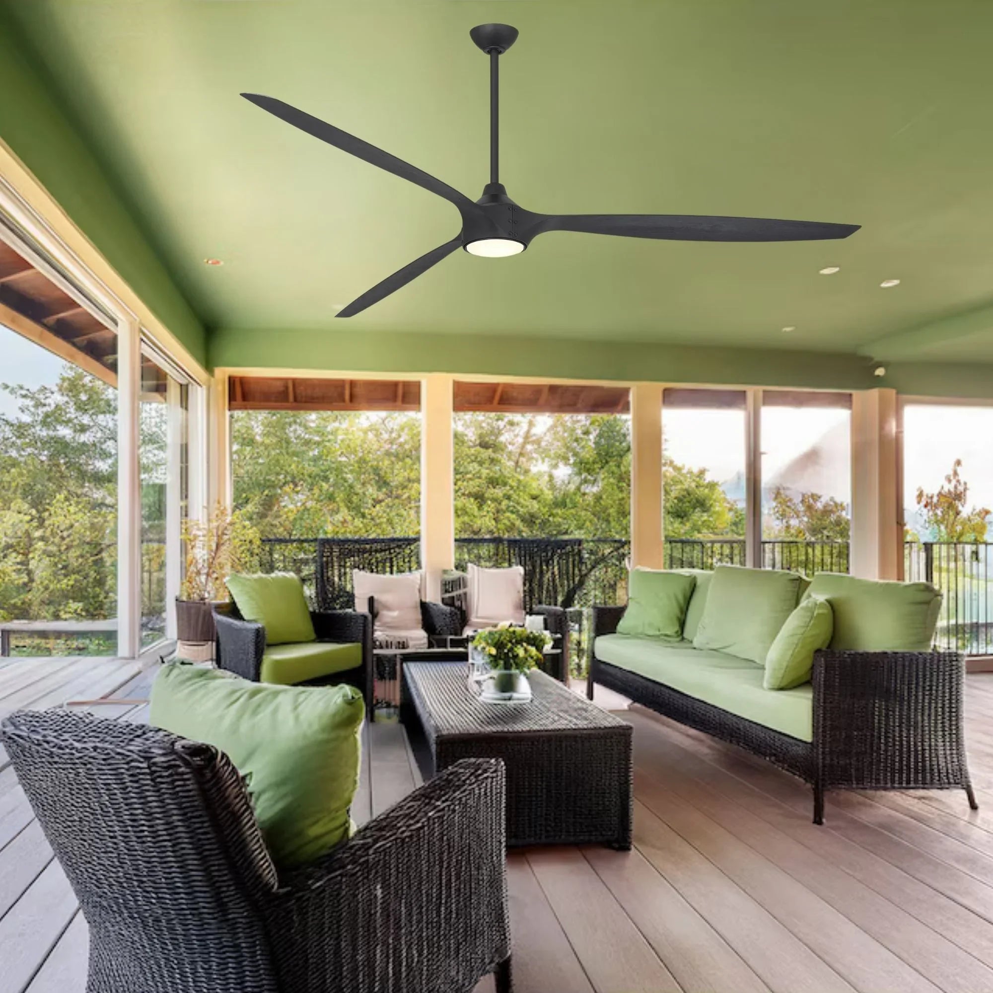 Pierce 84" Black Coal Large LED Smart Ceiling Fan