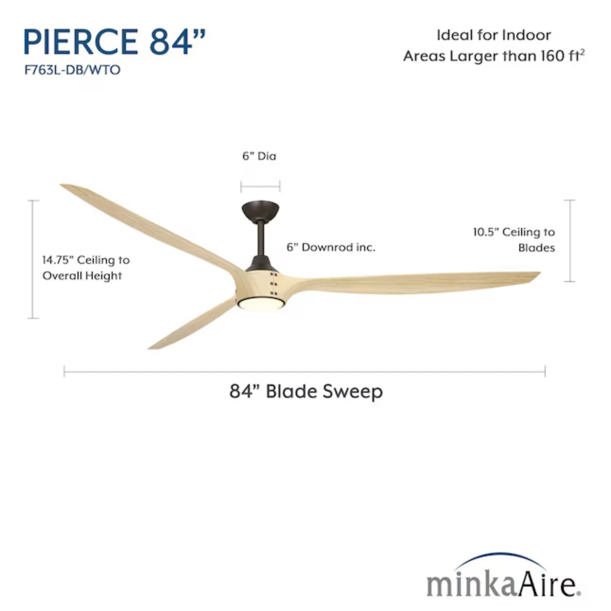 Pierce 84" Bronze Large LED Smart Ceiling Fan