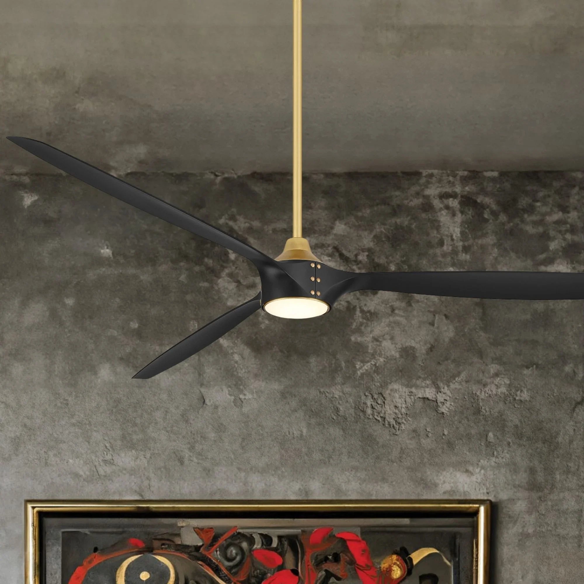 Pierce 84" Brass Large LED Smart Ceiling Fan