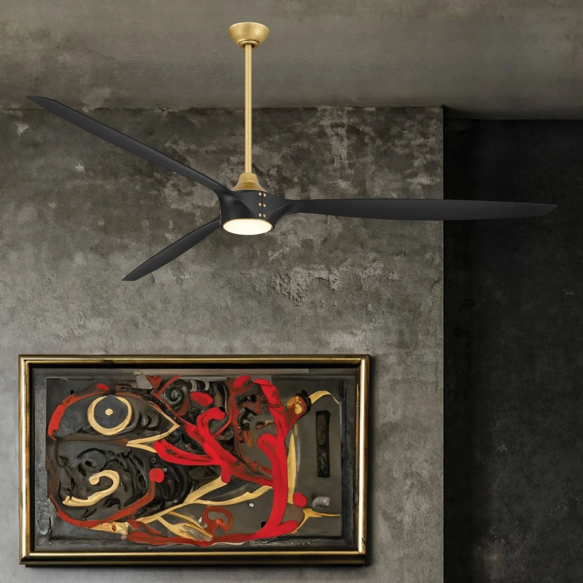 Pierce 84" Brass Large LED Smart Ceiling Fan