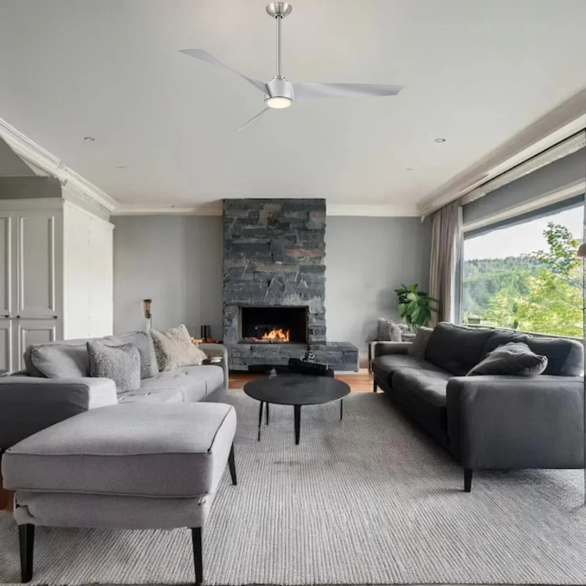 Pike 56" Nickel Indoor Ceiling Fan with Light