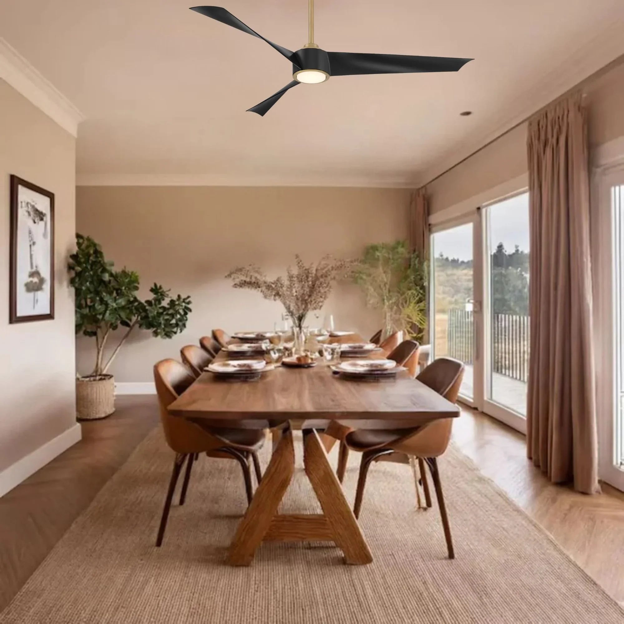 Pike 56" Brass Indoor Ceiling Fan with Light