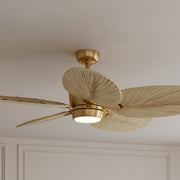Portesa Tropical 60" 5-CCT LED Smart Ceiling Fan, Heritage Brass with Natural Palm Blades