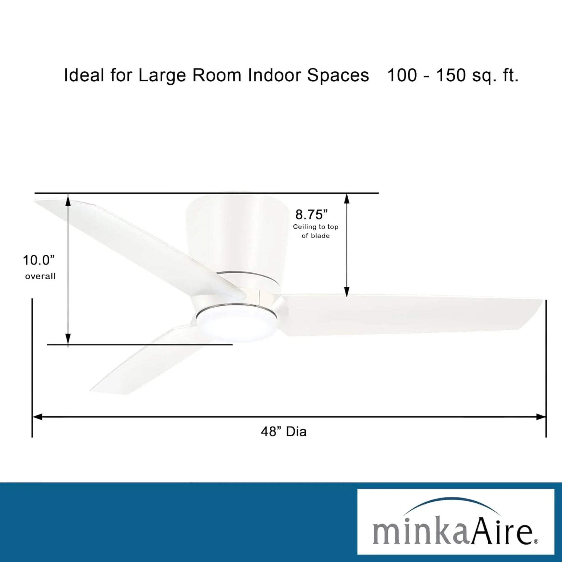 Pure 48" Flat White LED Flush Mount Ceiling Fan with Wall Control - Bees Lighting