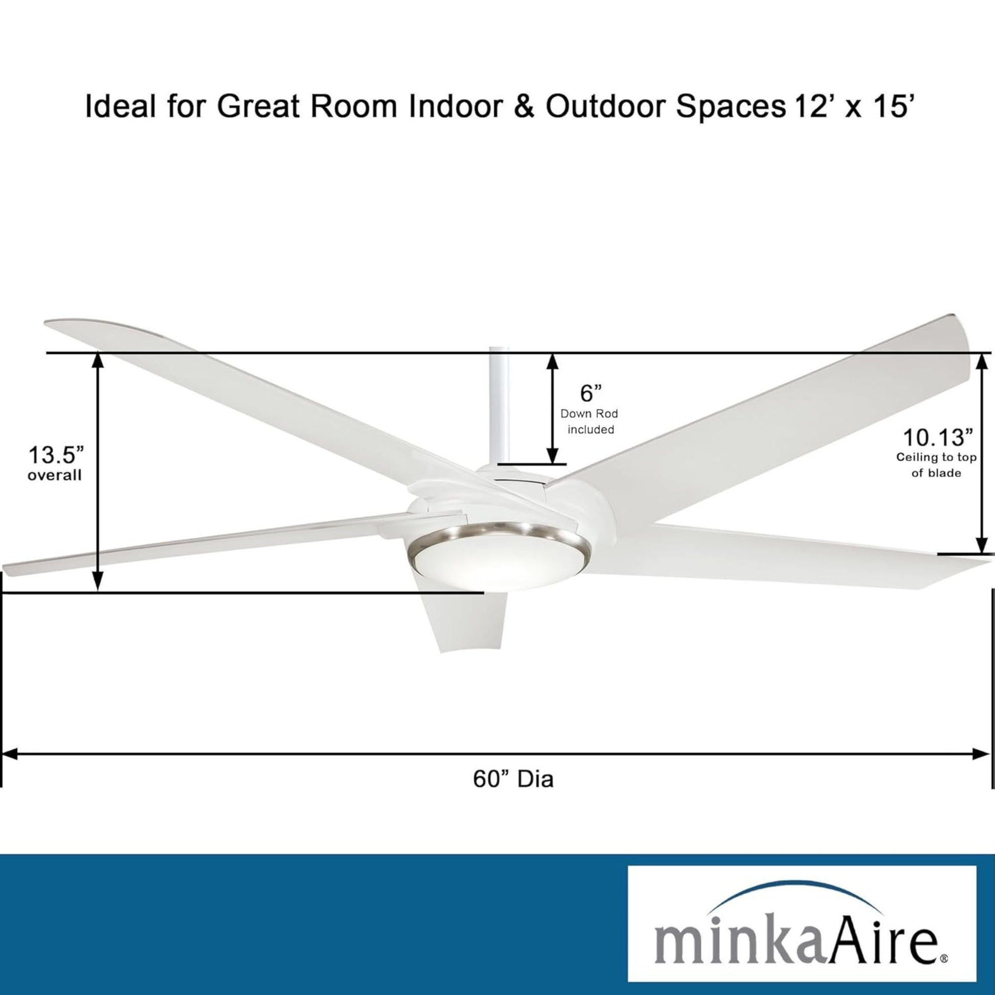 Raptor LED 60" Flat White Modern Ceiling Fan with Remote - Bees Lighting