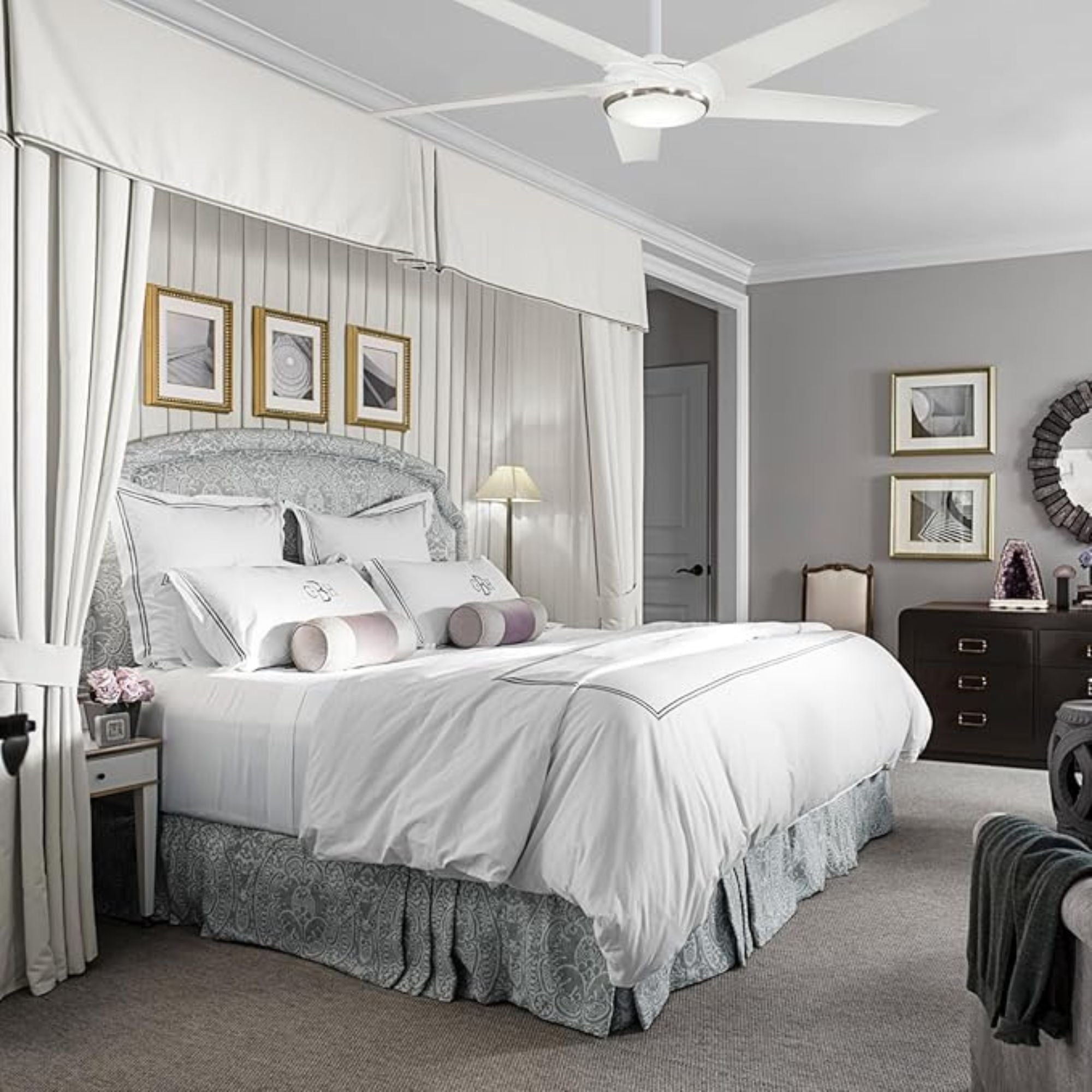 Raptor LED 60" Flat White Modern Ceiling Fan with Remote - Bees Lighting