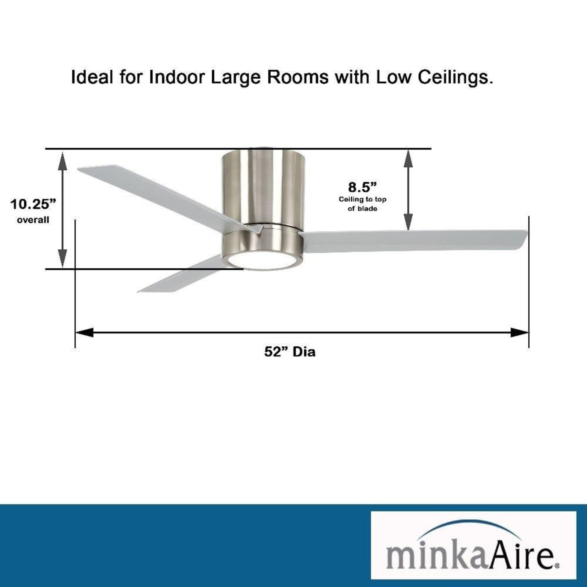 Roto Flush 52" Brushed Nickel LED Ceiling Fan with Remote Control - Bees Lighting