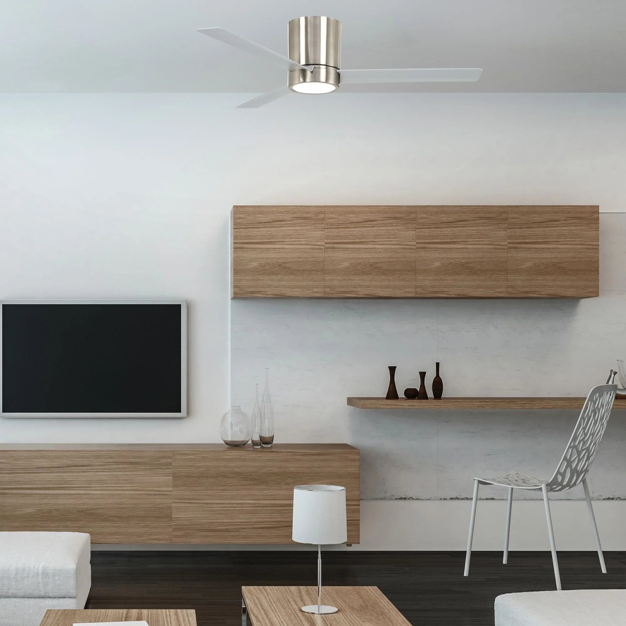 Roto Flush 52" Brushed Nickel LED Ceiling Fan with Remote Control