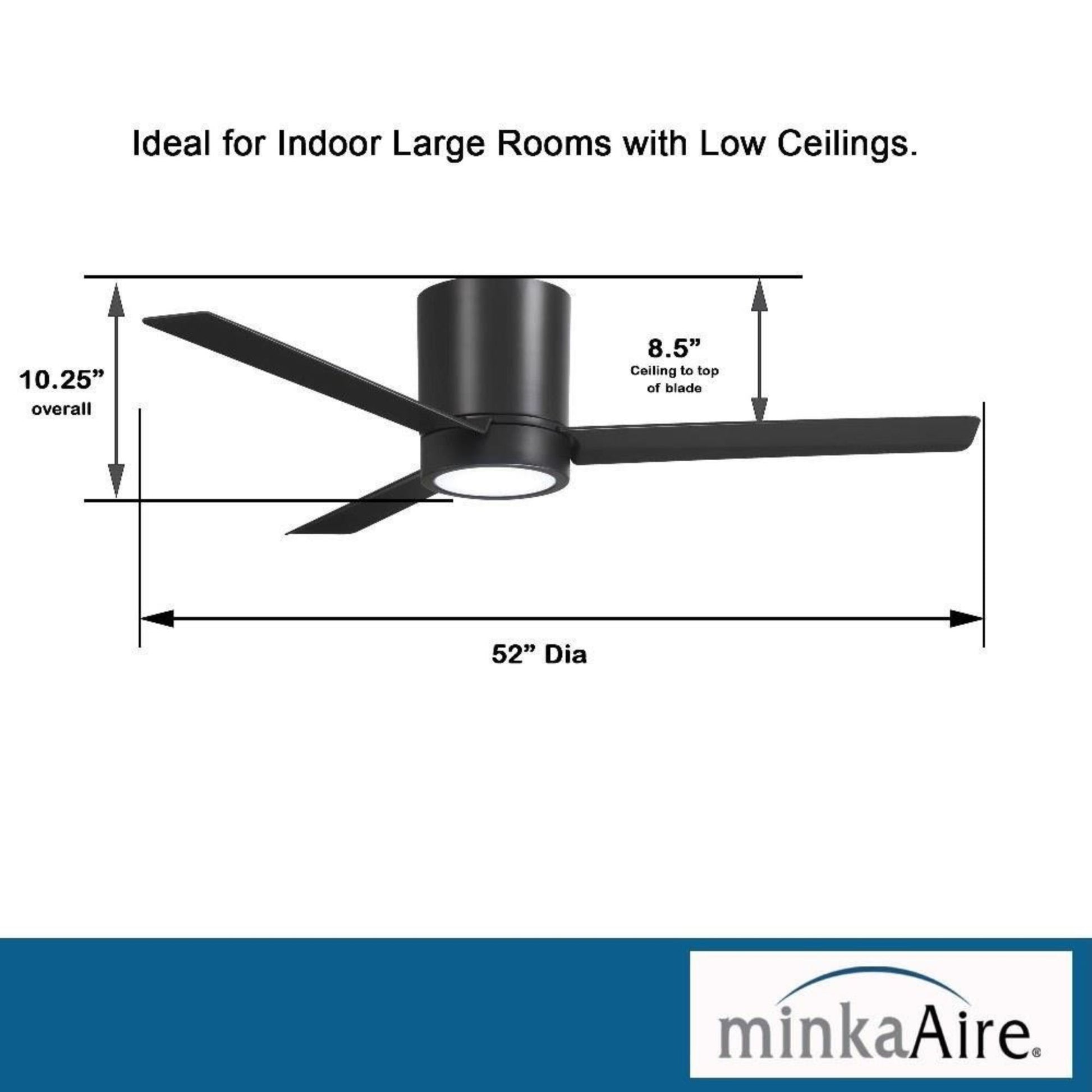 Roto Flush 52" Black Coal LED Ceiling Fan with Remote Control - Bees Lighting