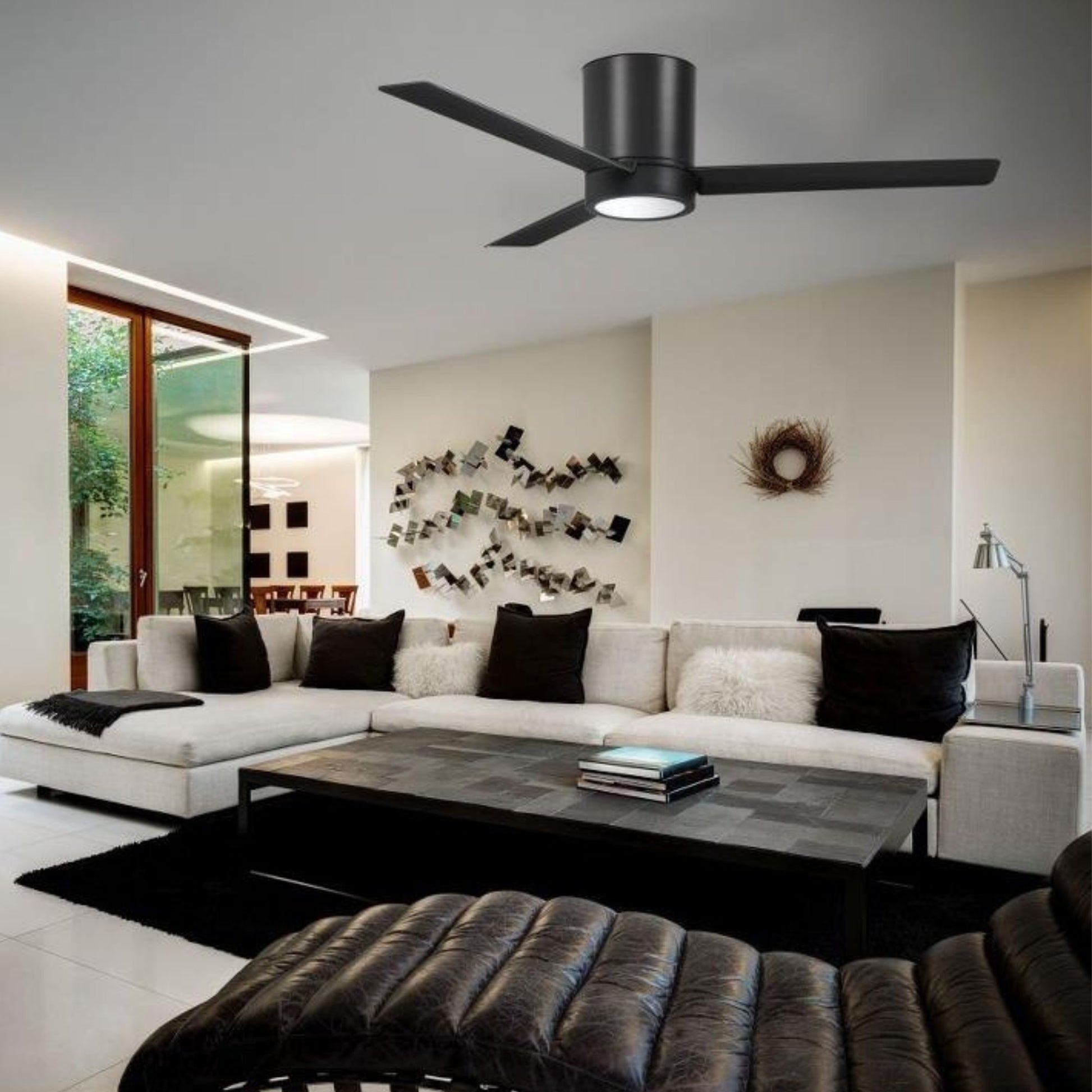 Roto Flush 52" Black Coal LED Ceiling Fan with Remote Control - Bees Lighting