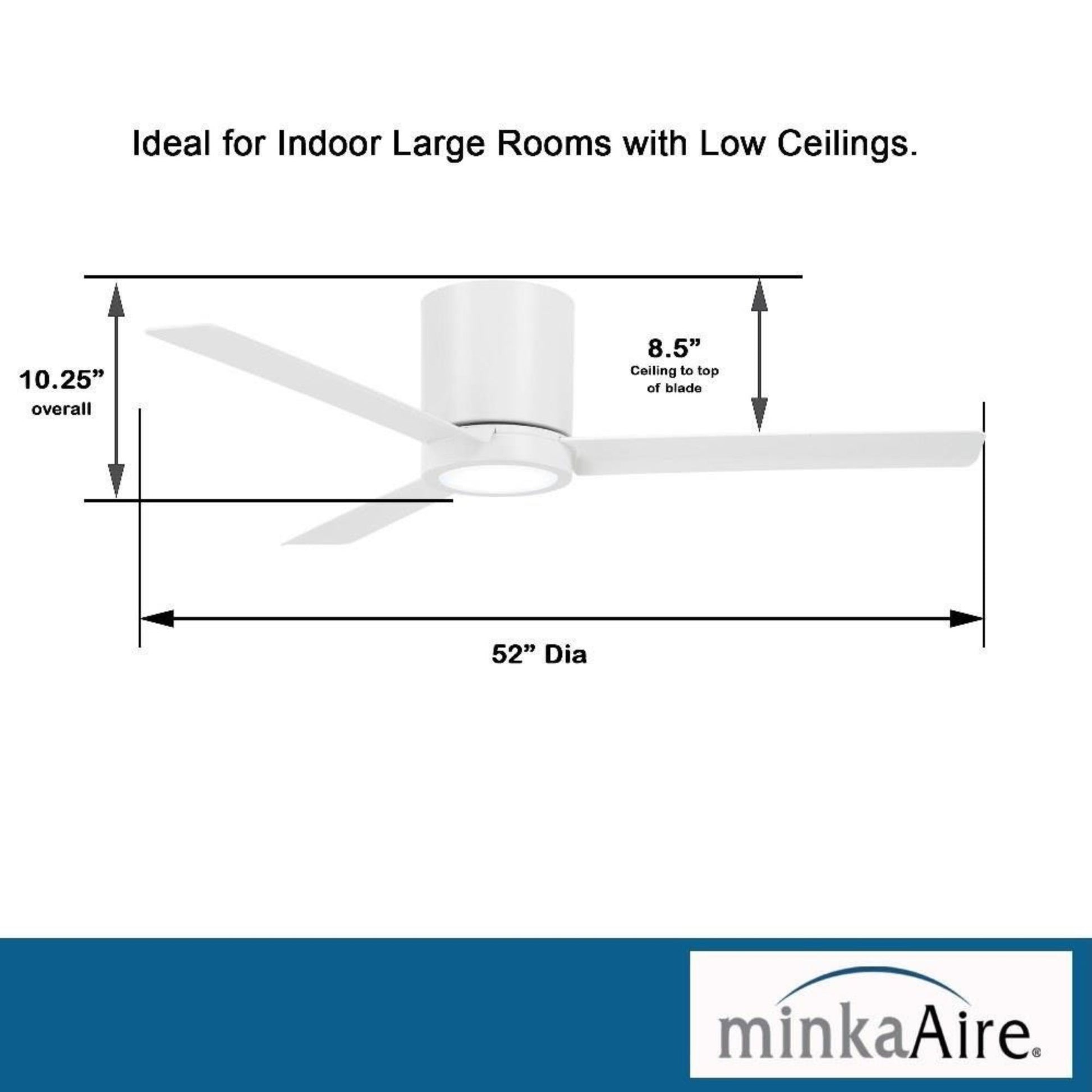 Roto Flush 52" White LED Ceiling Fan with Remote Control - Bees Lighting