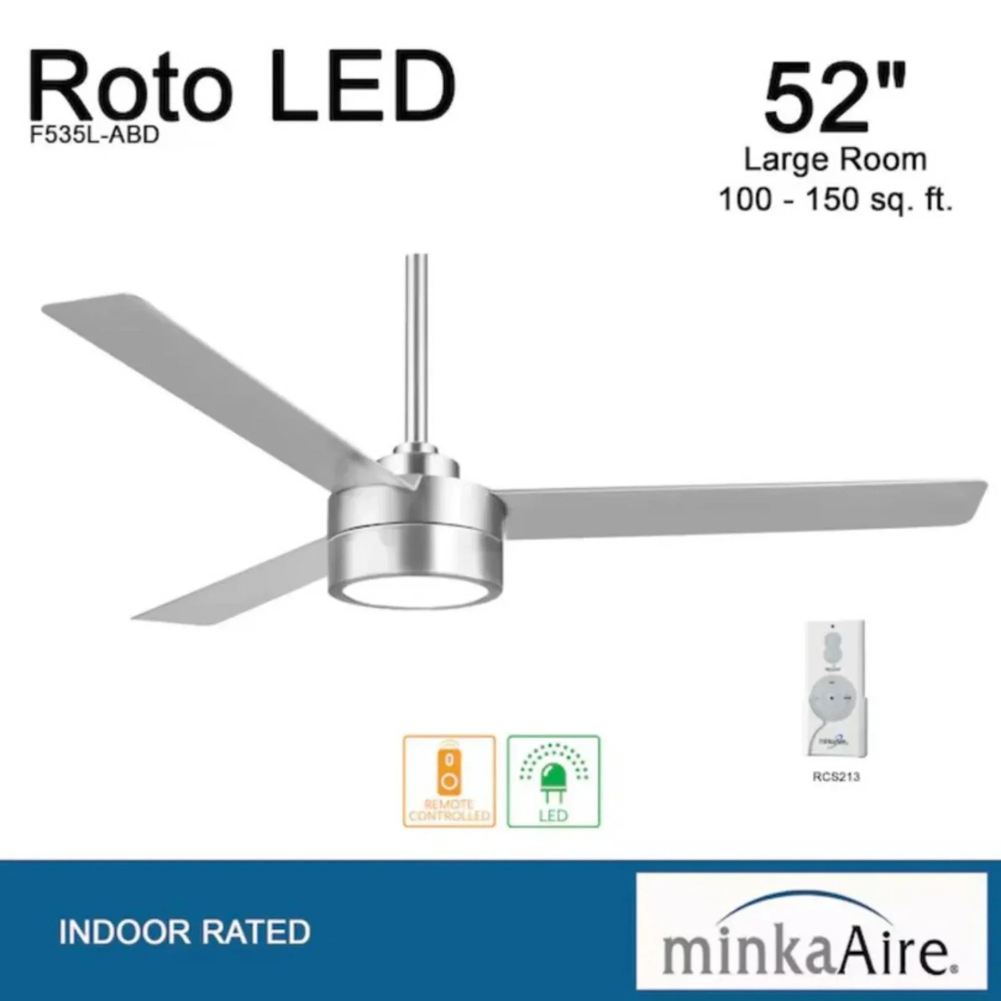 Roto LED 52" Aluminum Ceiling Fan with Etched Lens