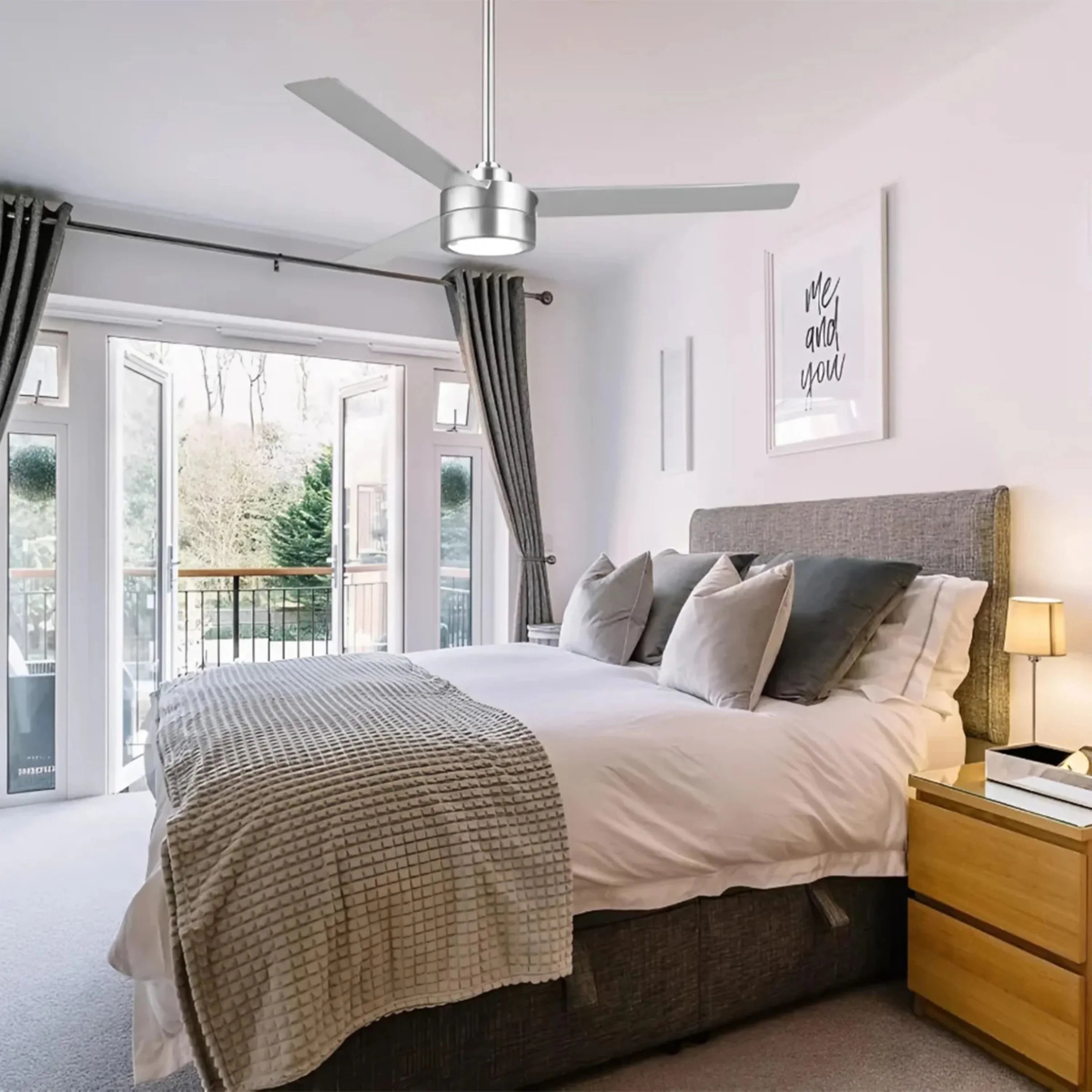 Roto LED 52" Aluminum Ceiling Fan with Etched Lens