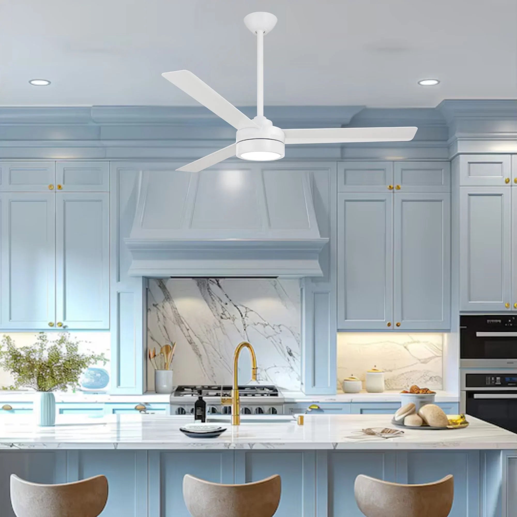 Roto LED 52" White Ceiling Fan with Etched Lens