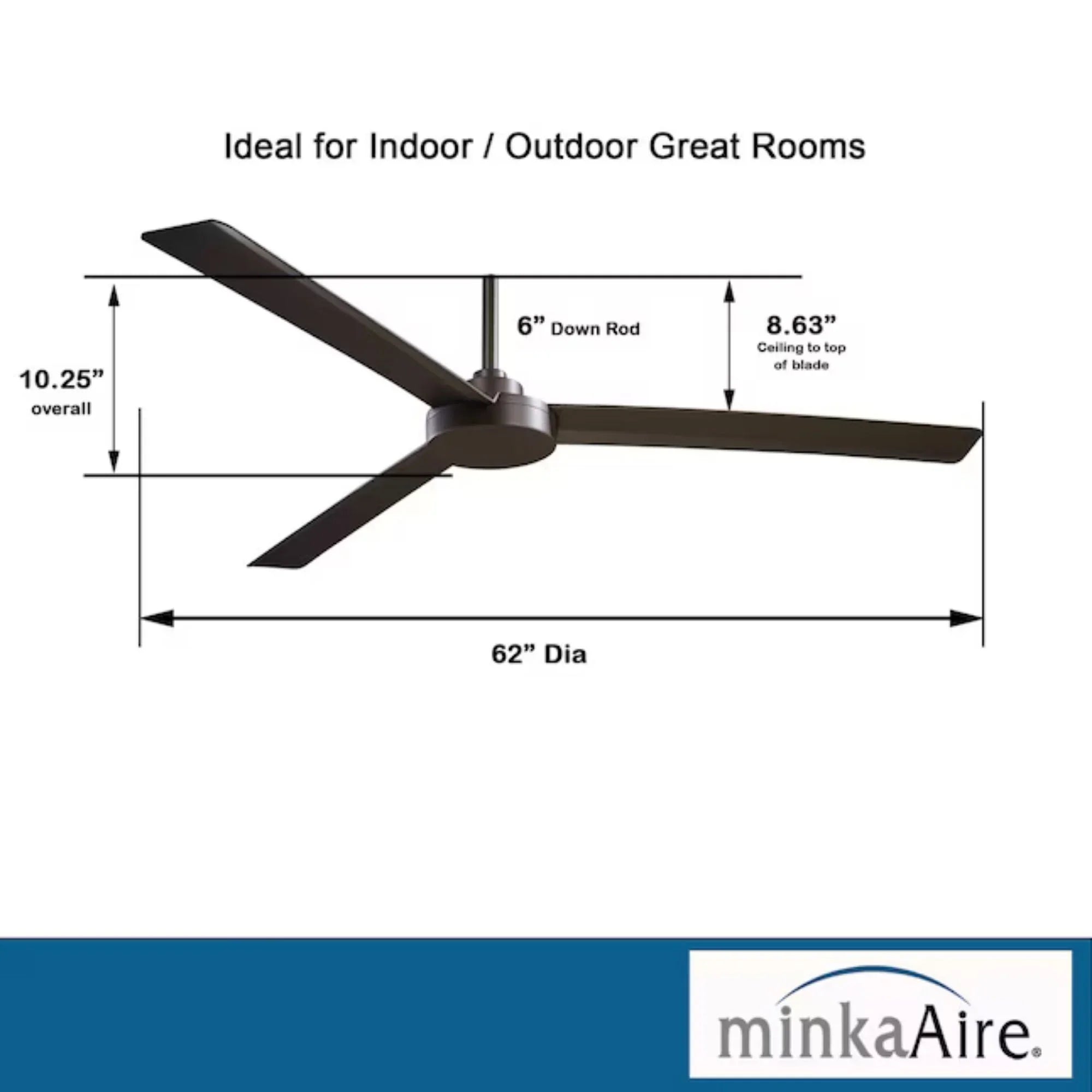Roto XL 62" Bronze Wet Rated Ceiling Fan with Wall Control