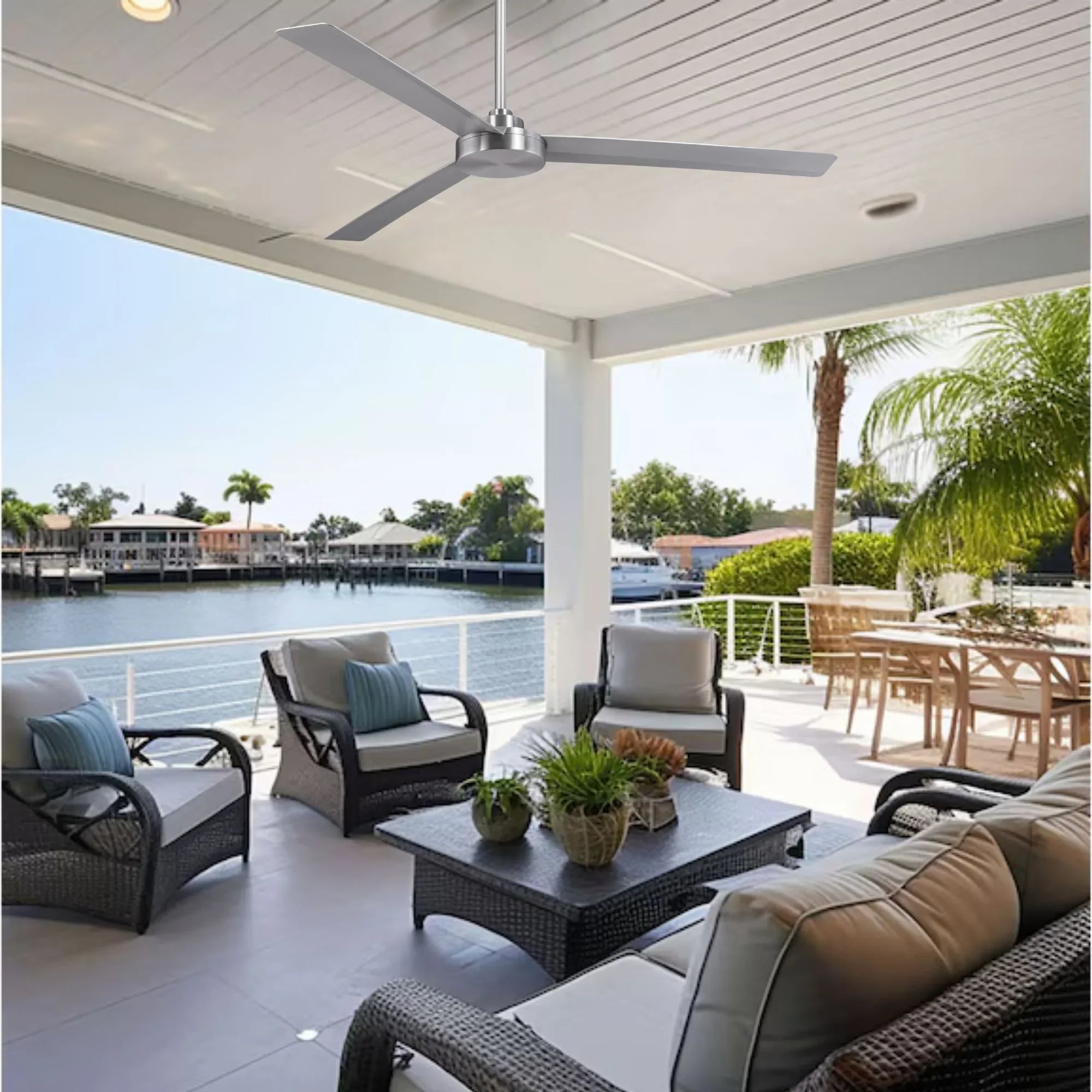 Roto XL 62" Aluminum Wet Rated Ceiling Fan with Wall Control