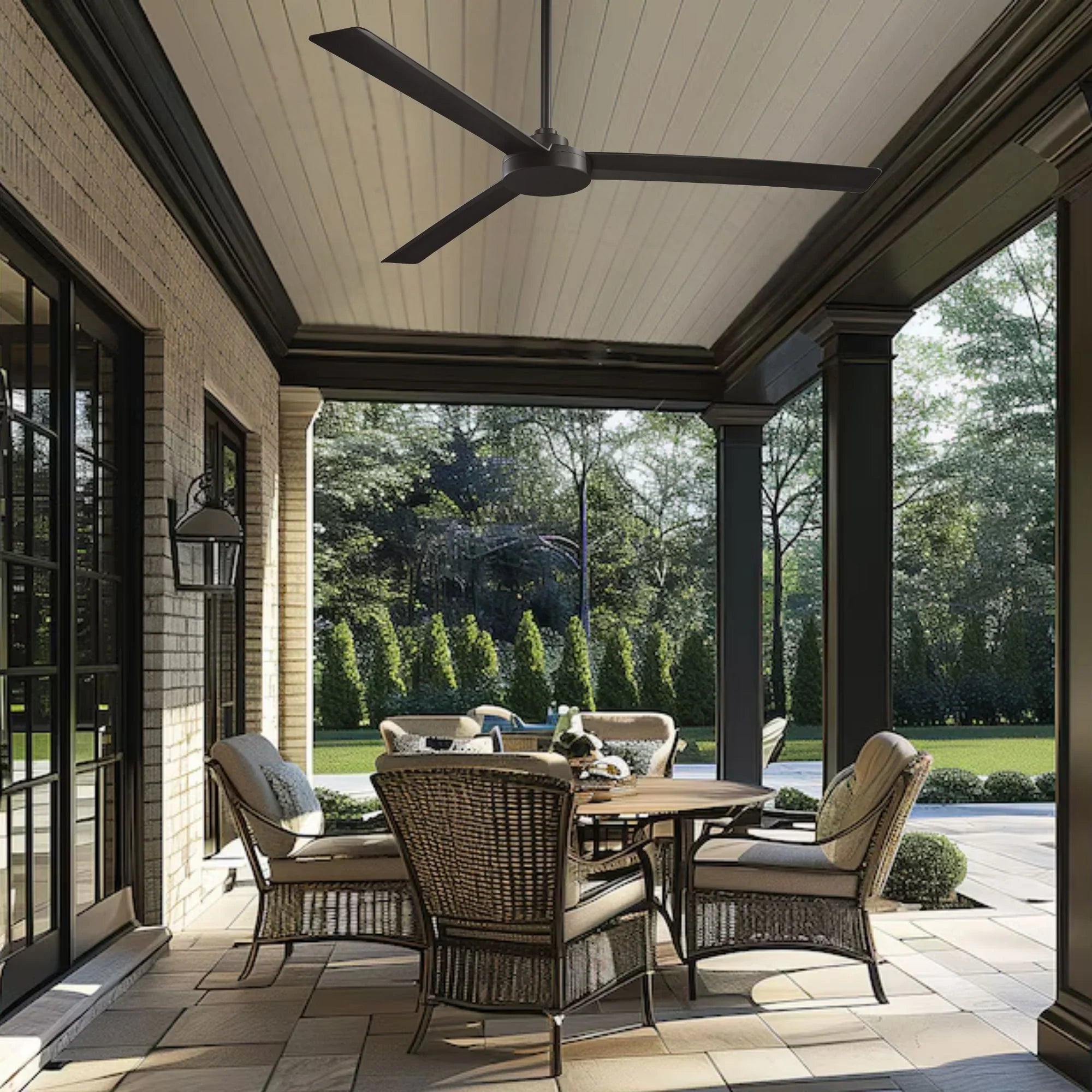 Roto XL 62" Black Coal Wet Rated Ceiling Fan with Wall Control