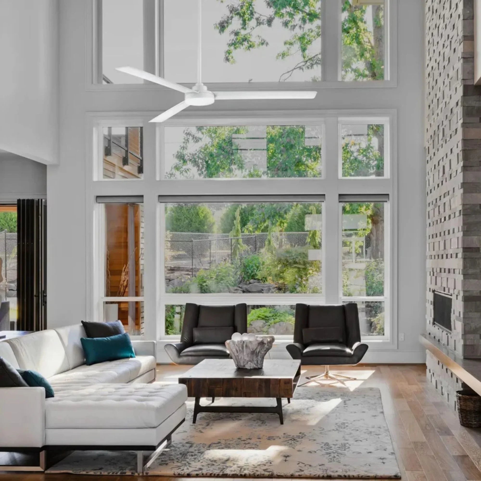 Roto XL 62" White Wet Rated Ceiling Fan with Wall Control