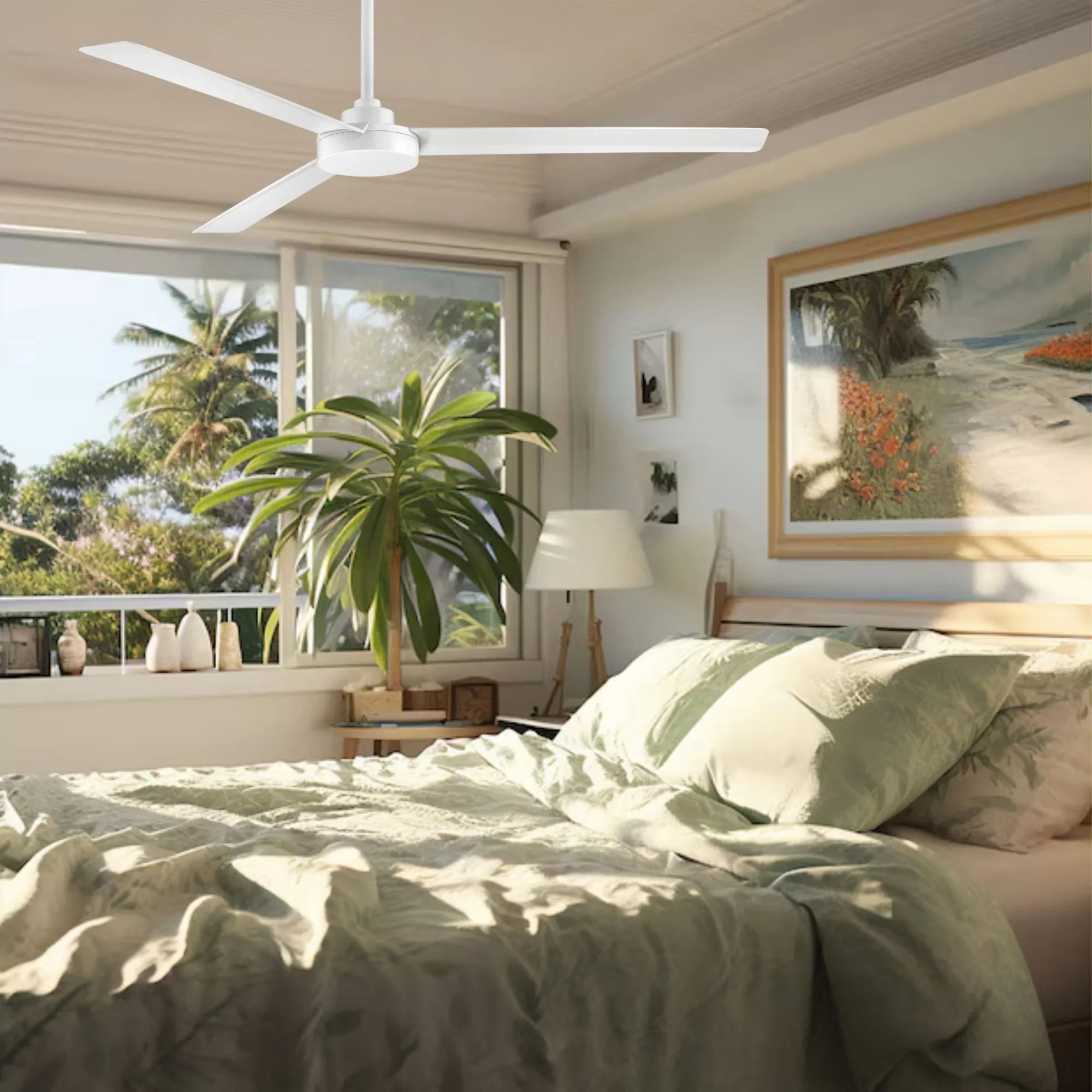 Roto XL 62" White Wet Rated Ceiling Fan with Wall Control