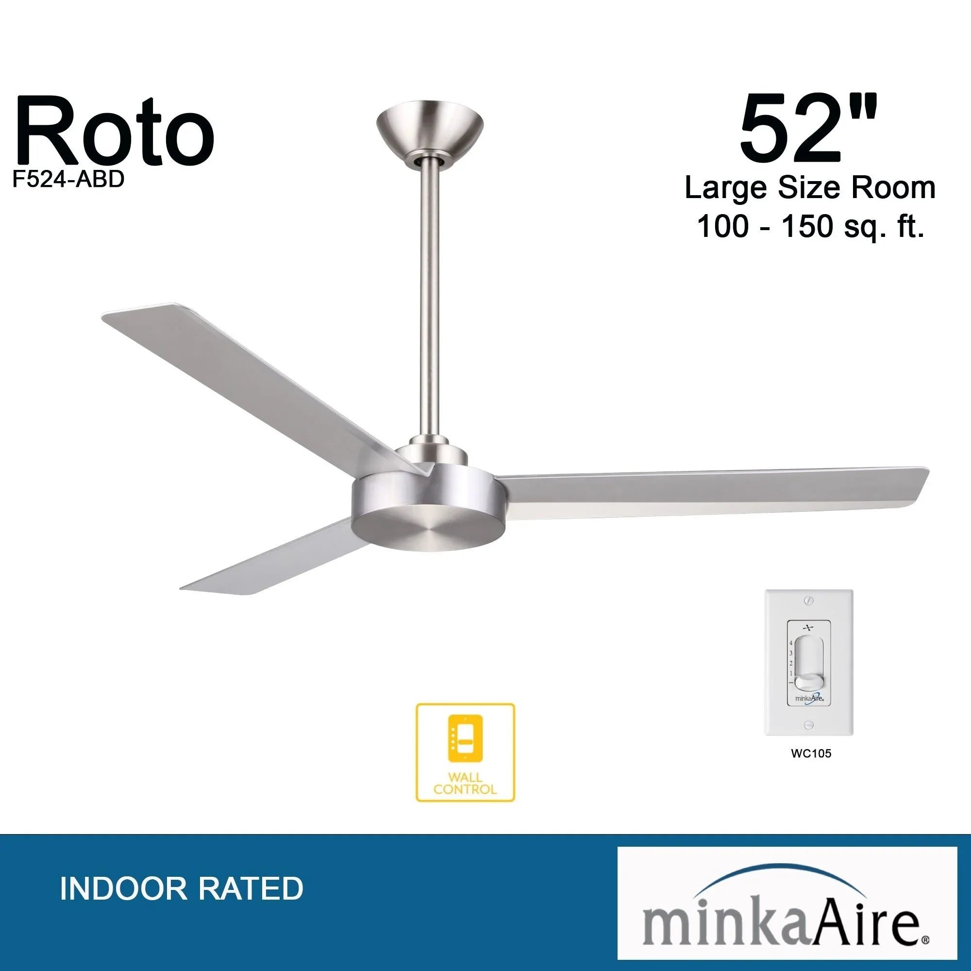Roto 52" Aluminum Ceiling Fan with Wall Control