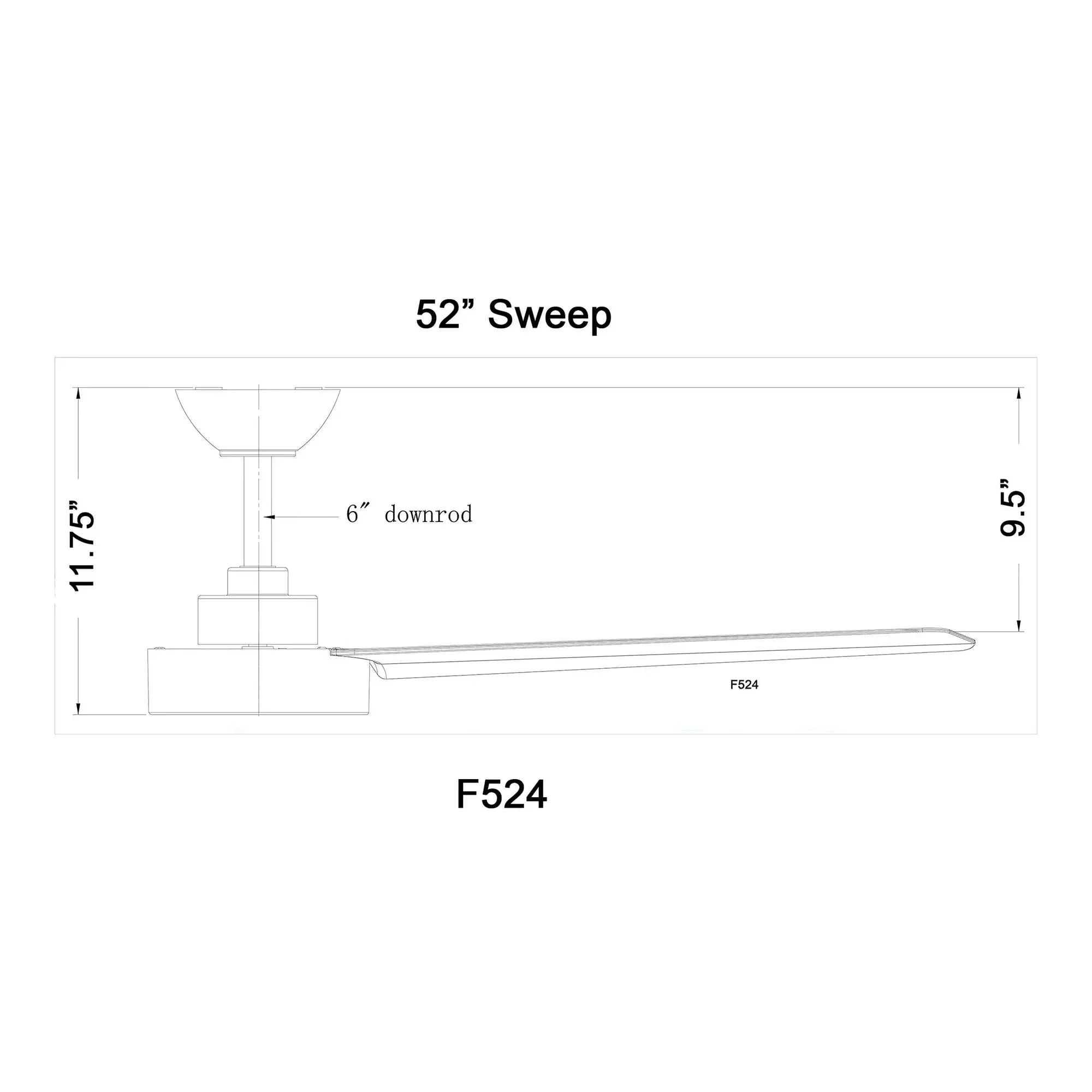 Roto 52" Black Coal Ceiling Fan with Wall Control