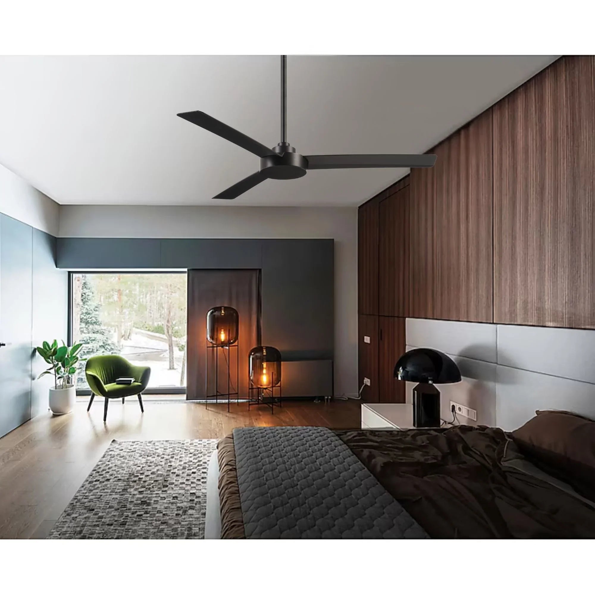 Roto 52" Black Coal Ceiling Fan with Wall Control