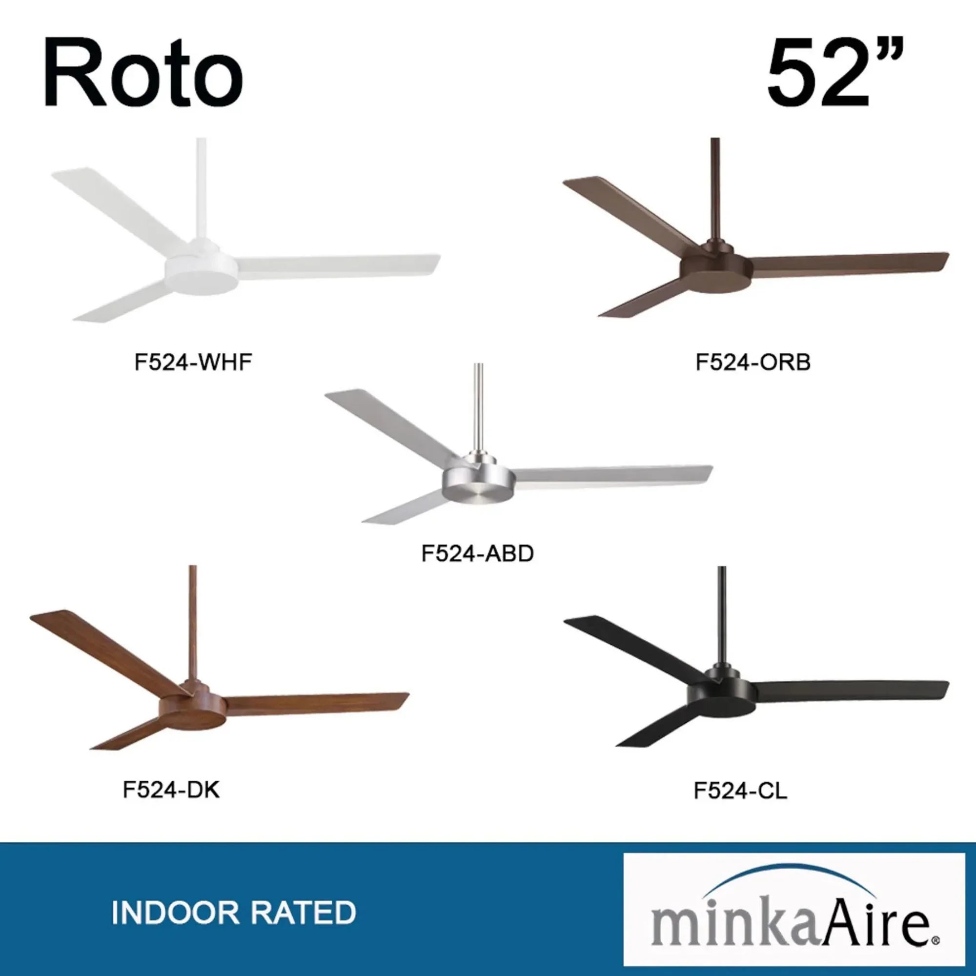Roto 52" Koa Ceiling Fan with Wall Control