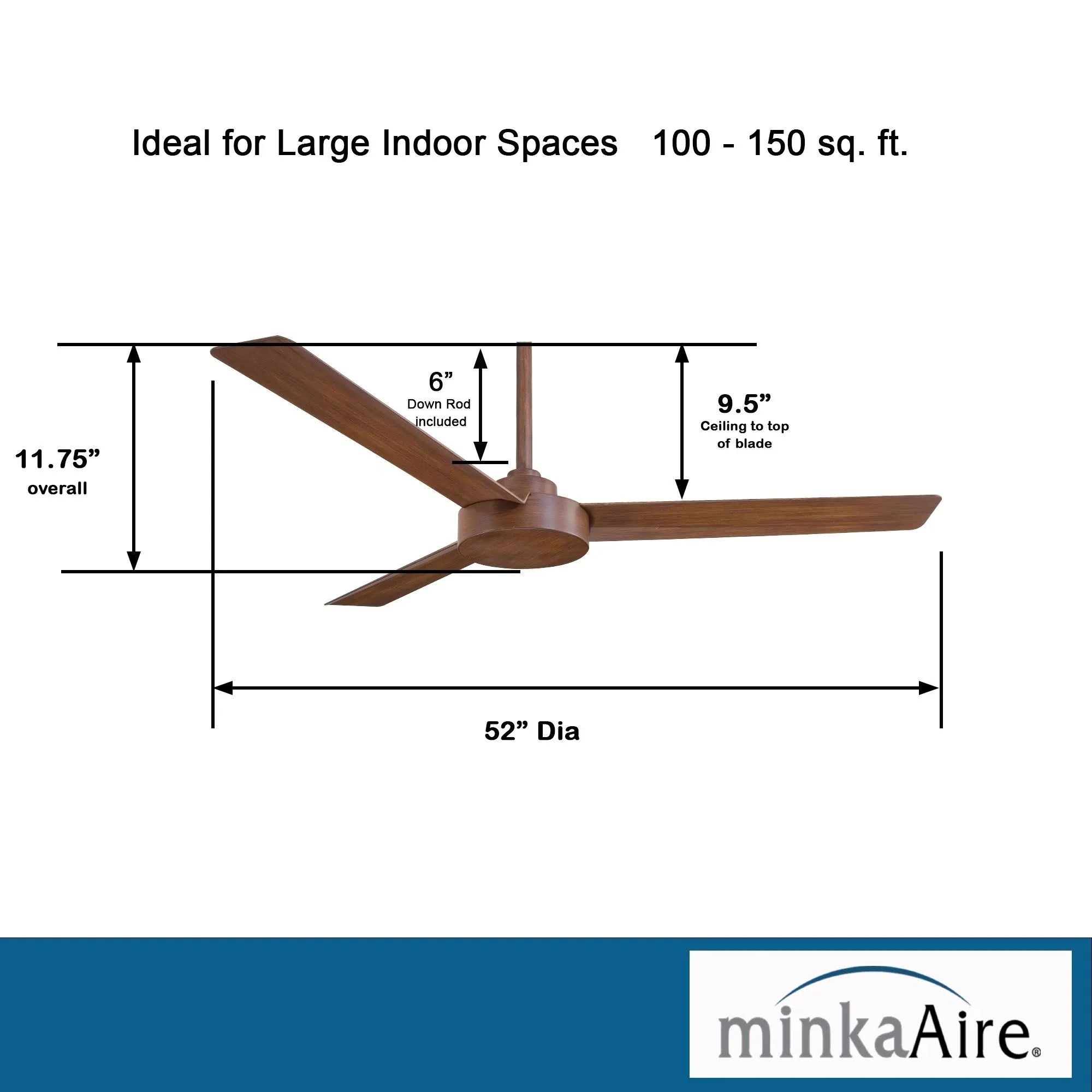 Roto 52" Koa Ceiling Fan with Wall Control