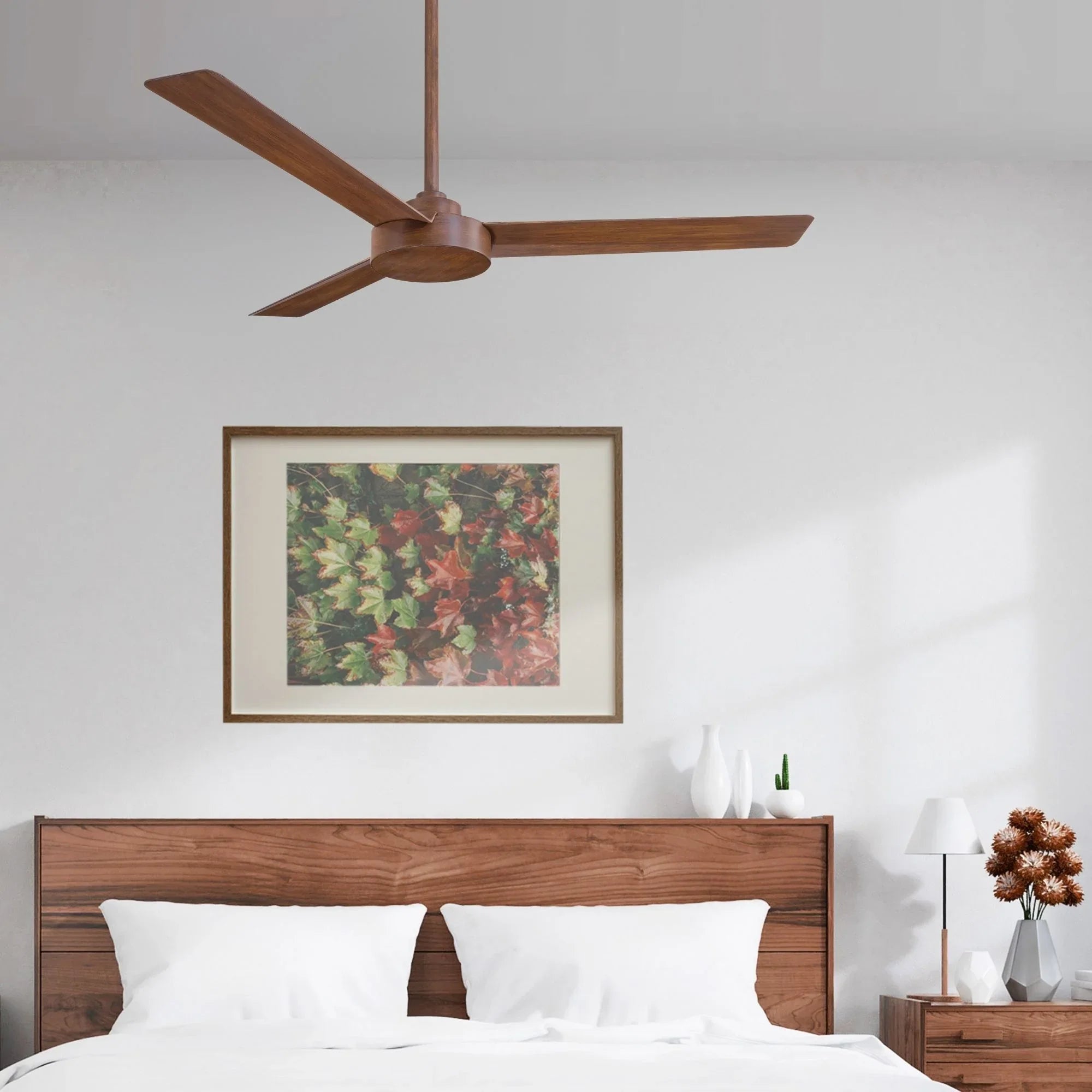Roto 52" Koa Ceiling Fan with Wall Control