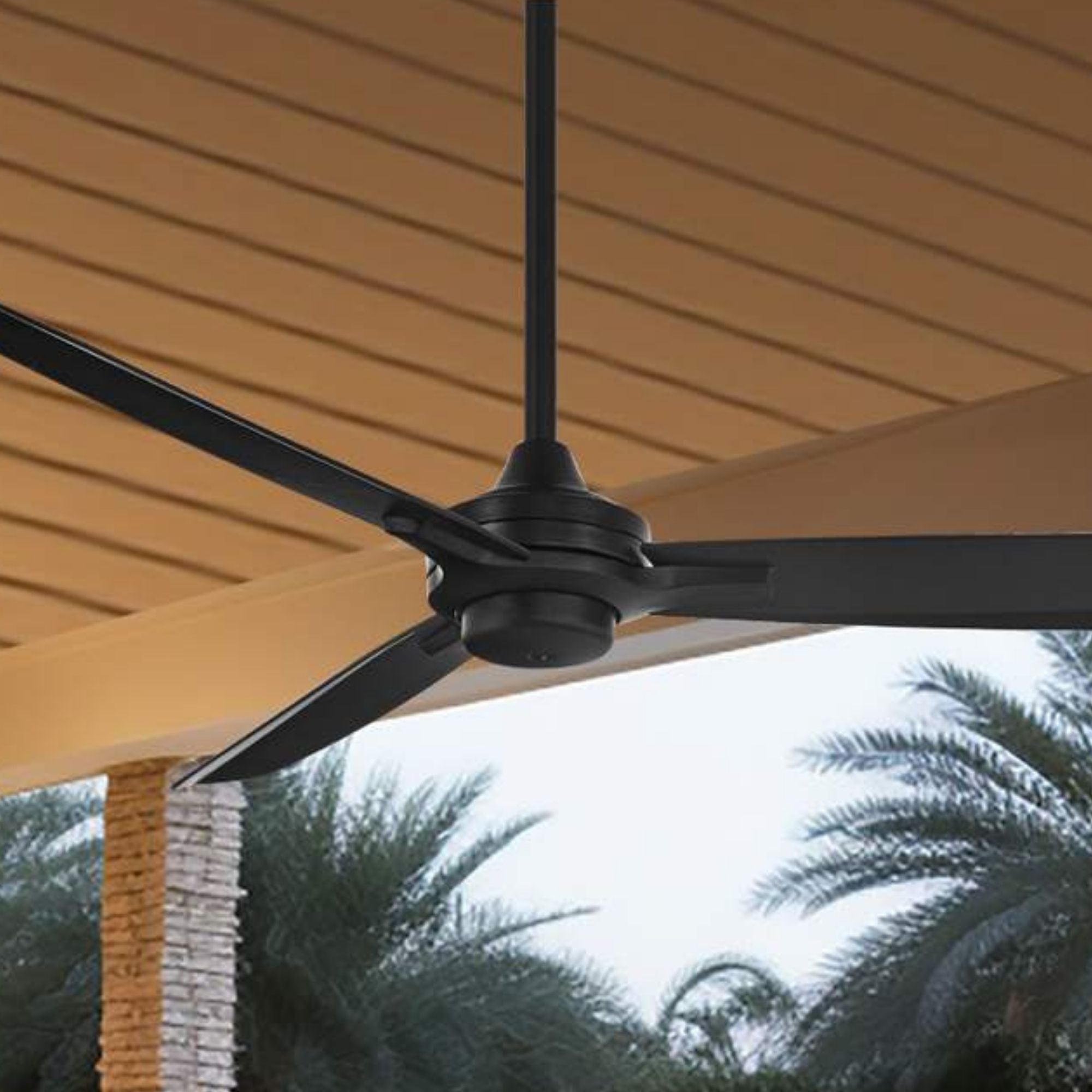Minka Aire - Rudolph Wet 60" Black Coal Outdoor Ceiling Fan with Remote | Bees Lighting