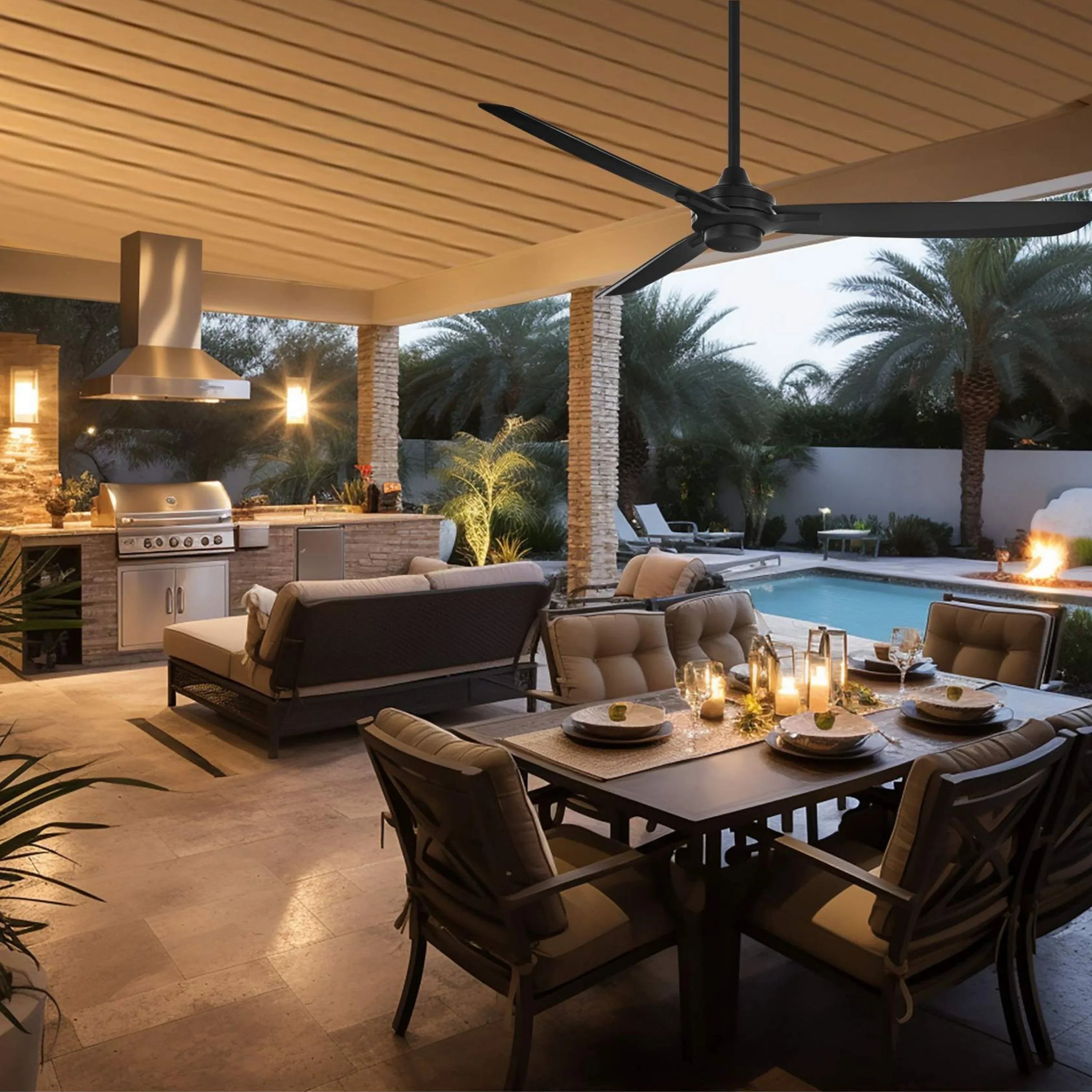 Minka Aire - Rudolph Wet 60" Black Coal Outdoor Ceiling Fan with Remote | Bees Lighting